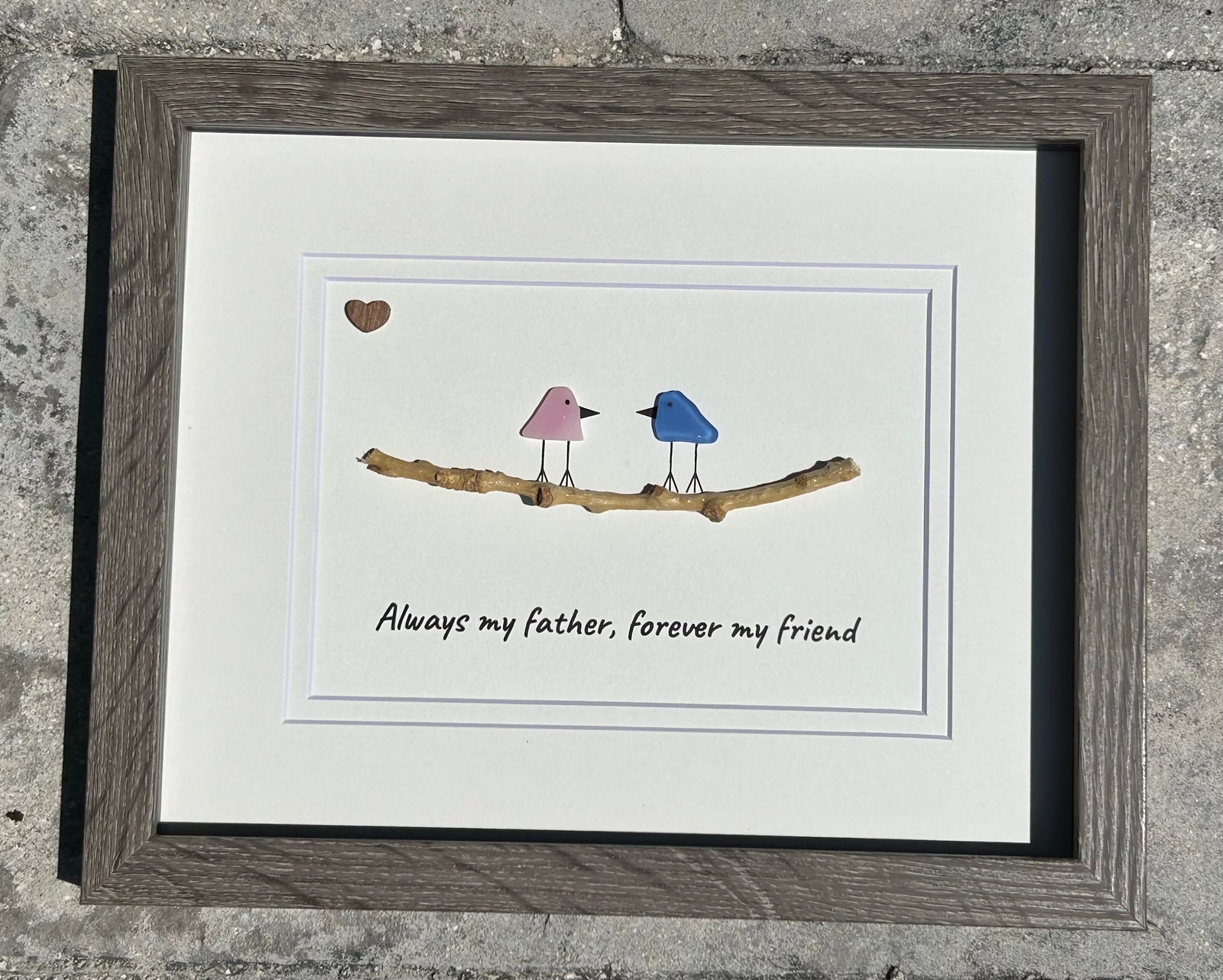Unique Gift for Dad, Framed 8x10 Sea Glass Art Captioned “Always my father, forever my friend”, Father’s Day Gift, Gift for Dad