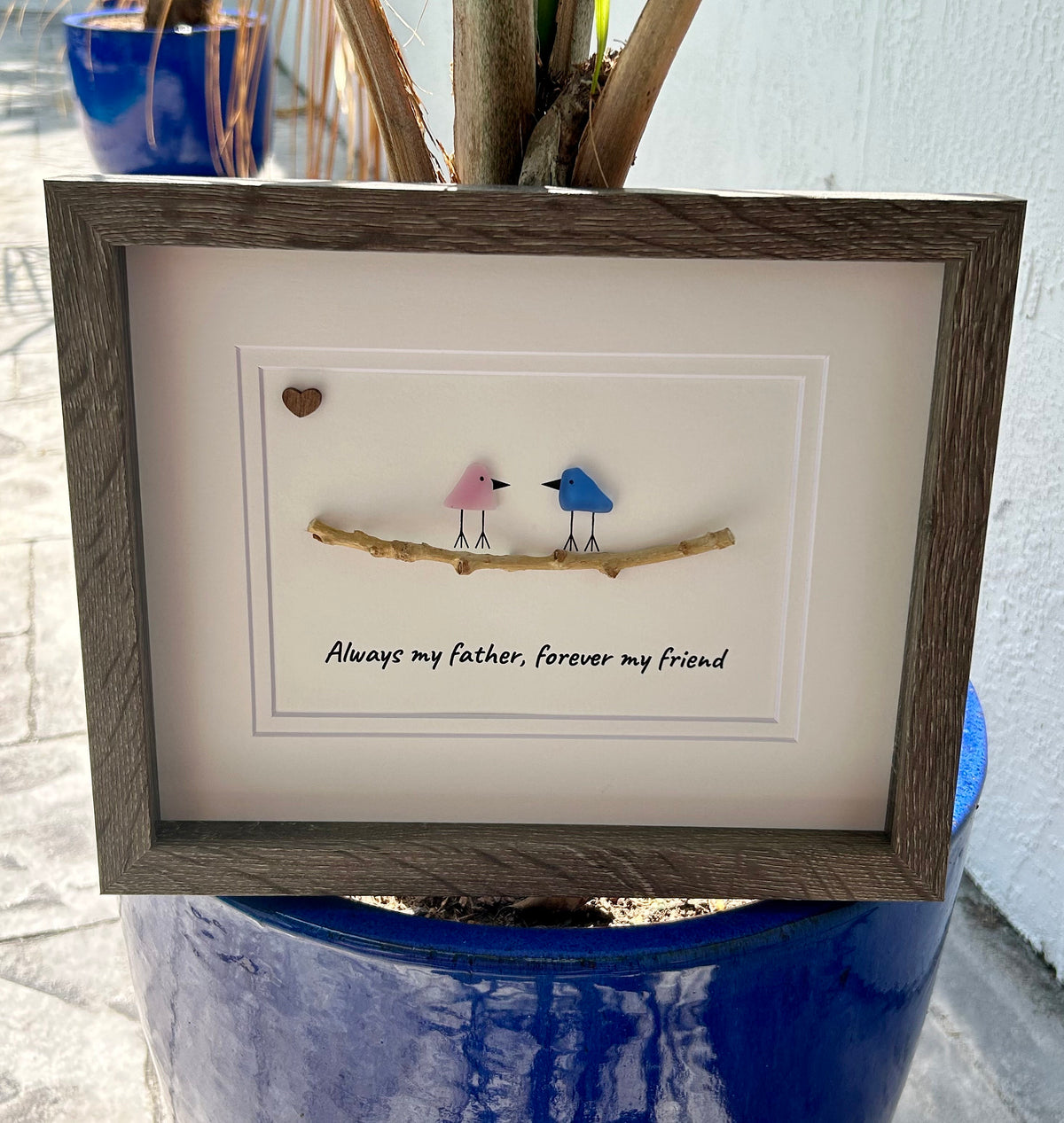 Unique Gift for Dad, Framed 8x10 Sea Glass Art Captioned “Always my father, forever my friend”, Father’s Day Gift, Gift for Dad