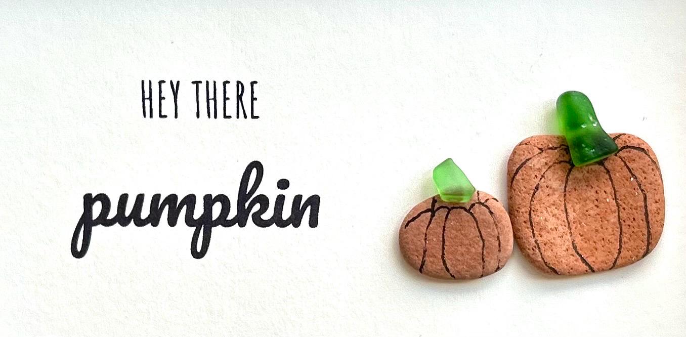 Hey There Pumpkin | Natural Artwork | Halloween Art | Fall Art | Autumn Art | Handmade Are | Original Fall Wall Decor | 5x7 Pebble Art