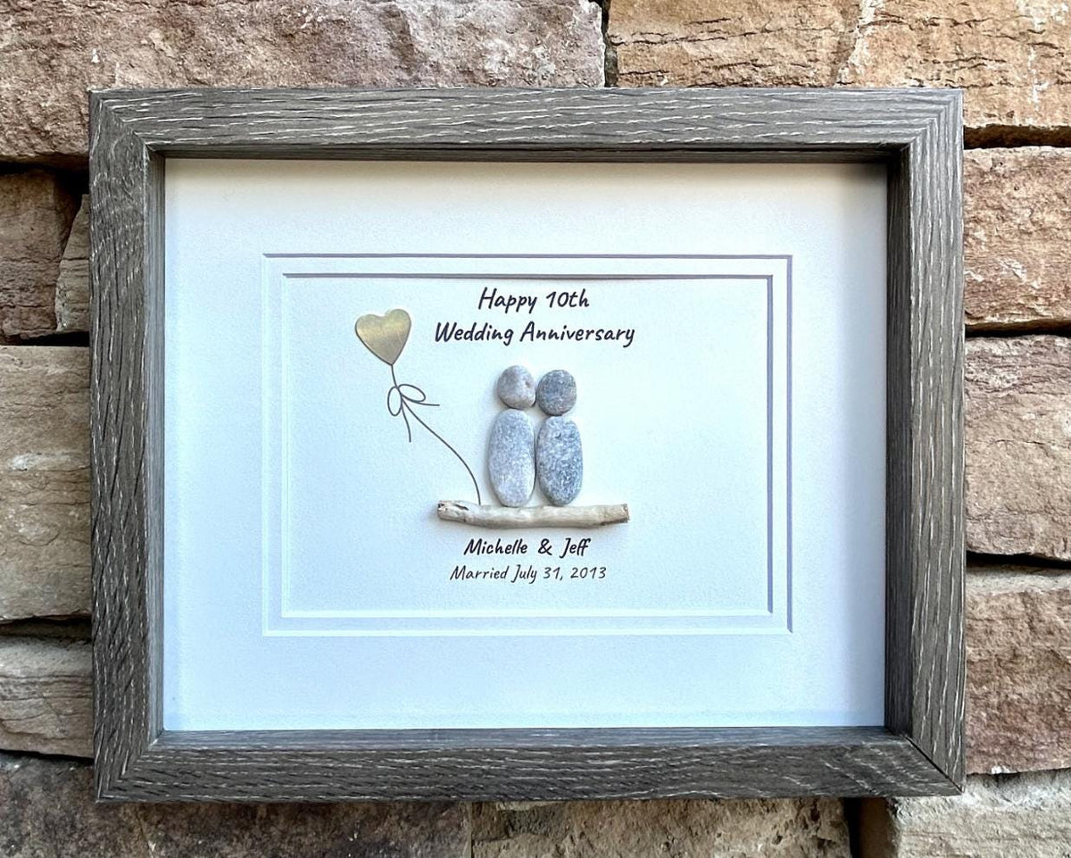 Custom Anniversary Art | Personalized Gift | 1st, 2nd 3rd, 4th, 5th, 6th, 7th, 8th, 9th...25th, 35th, 45th, 55th, 65th.. | 8x10 Pebble Art
