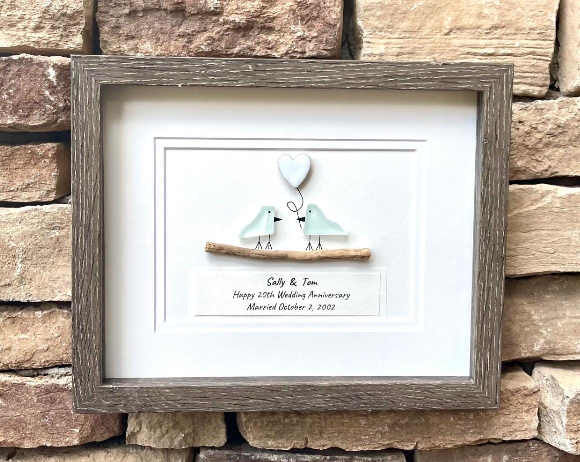 Custom Anniversary Art - Personalized Love Bird Gift For Any Year (1st, 2nd 3rd, 4th, 5th, 6th, 7th, 8th, 9th...25th, 35th, 45th, 55th etc.)