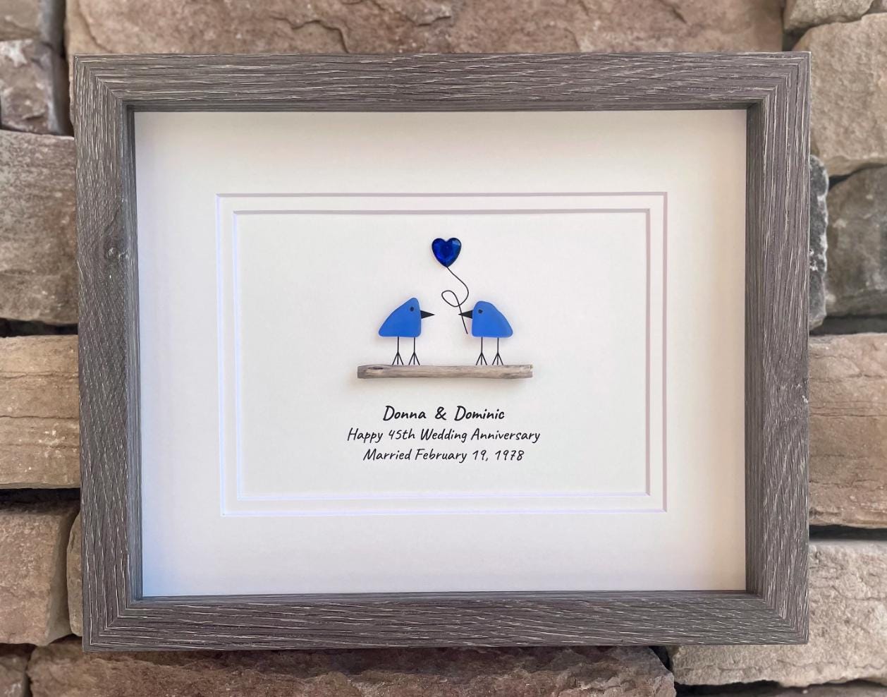 Custom Anniversary Art - Personalized Love Bird Gift For Any Year (1st, 2nd 3rd, 4th, 5th, 6th, 7th, 8th, 9th...25th, 35th, 45th, 55th etc.)
