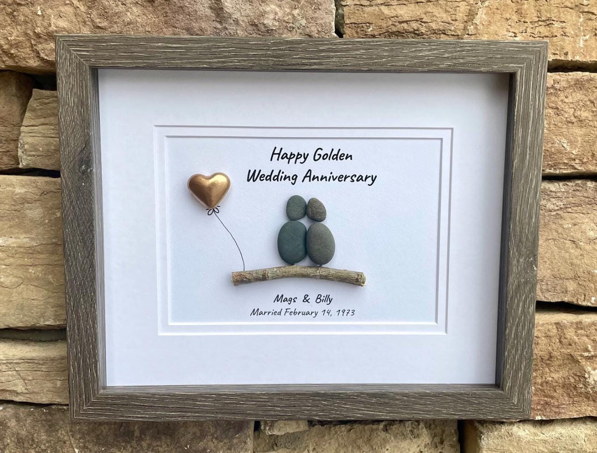Custom Anniversary Art | Personalized Gift | 1st, 2nd 3rd, 4th, 5th, 6th, 7th, 8th, 9th...25th, 35th, 45th, 55th, 65th.. | 8x10 Pebble Art