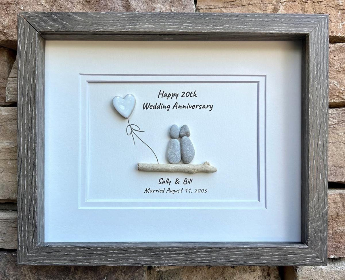 Custom Anniversary Art | Personalized Gift | 1st, 2nd 3rd, 4th, 5th, 6th, 7th, 8th, 9th...25th, 35th, 45th, 55th, 65th.. | 8x10 Pebble Art