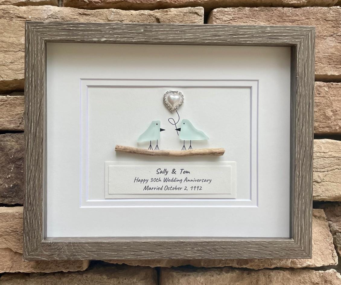 Custom Anniversary Art - Personalized Love Bird Gift For Any Year (1st, 2nd 3rd, 4th, 5th, 6th, 7th, 8th, 9th...25th, 35th, 45th, 55th etc.)