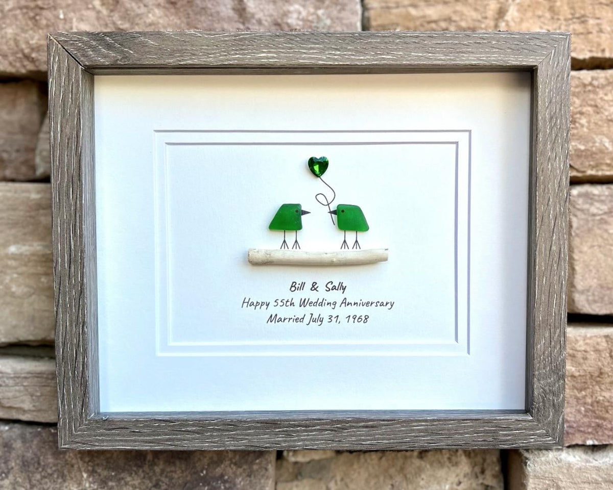 Custom Anniversary Art - Personalized Love Bird Gift For Any Year (1st, 2nd 3rd, 4th, 5th, 6th, 7th, 8th, 9th...25th, 35th, 45th, 55th etc.)
