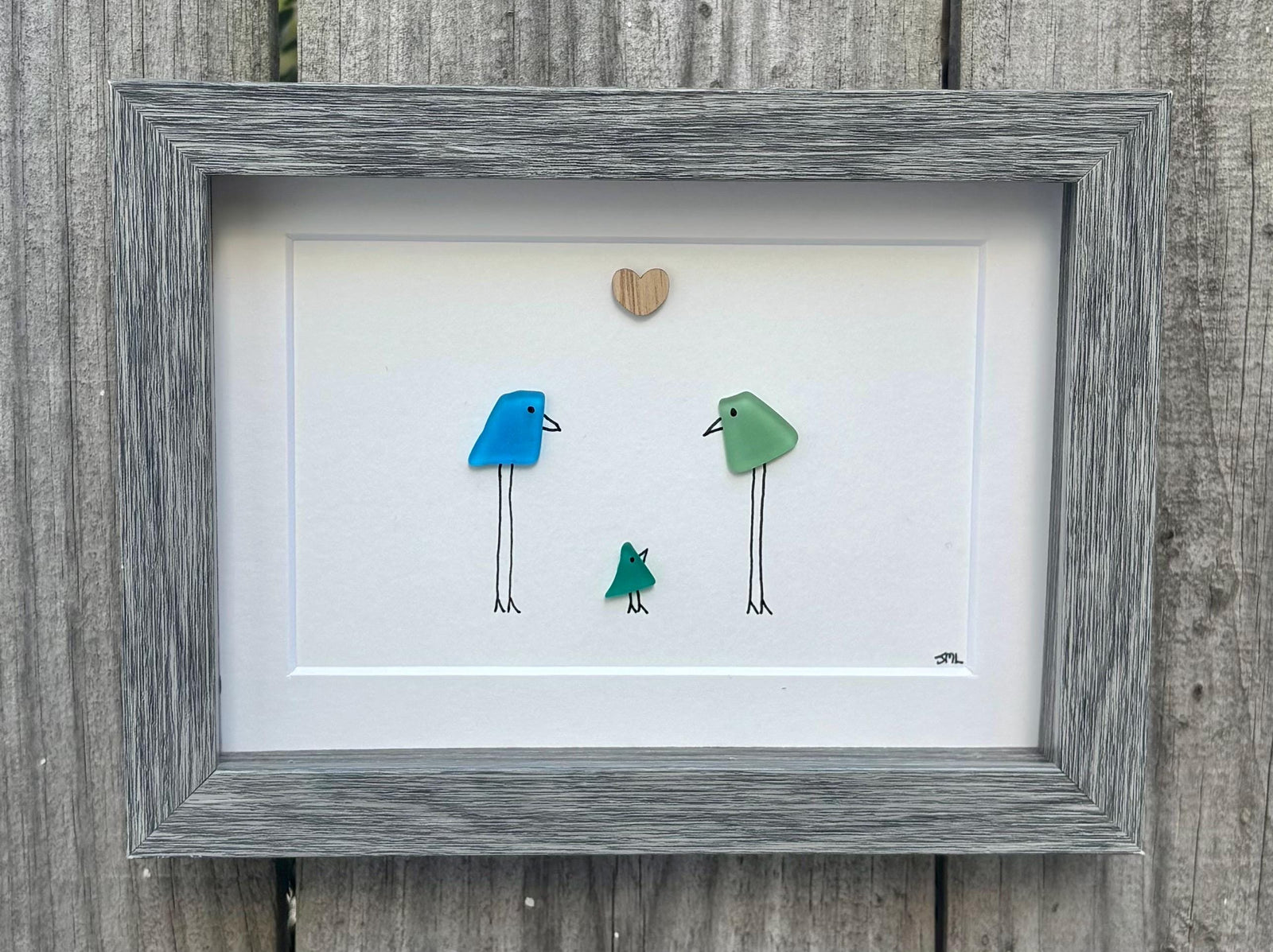 Rainbow Birds on Driftwood | Colorful Birds | Friendship Birds | Minimalist Beach Glass Decor | Gift for Friend | 8x10 Sea Glass Art