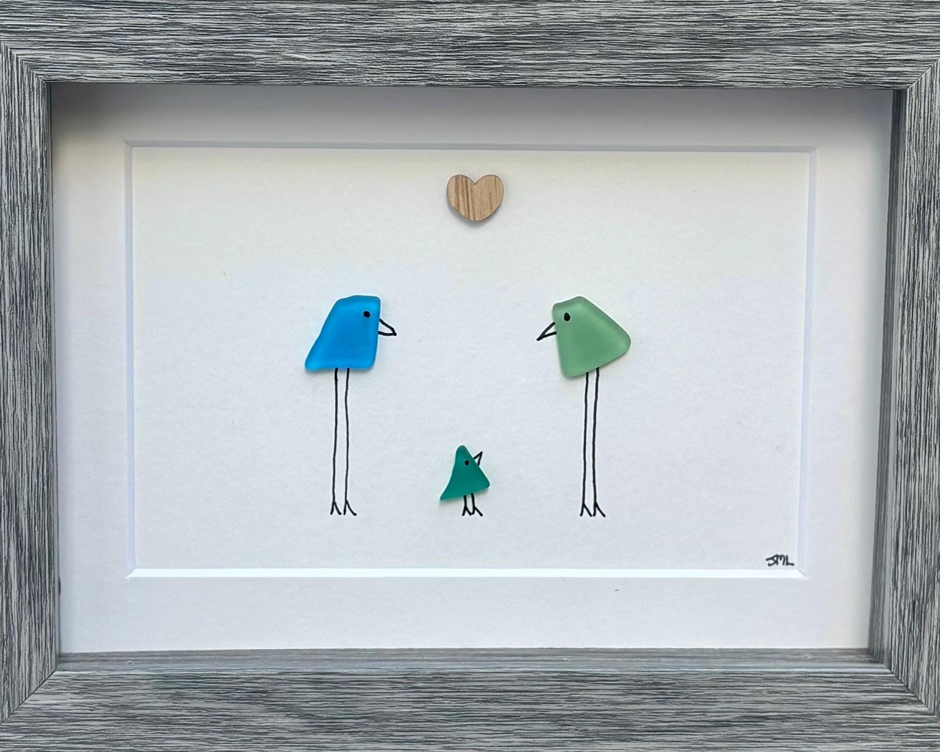 Rainbow Birds on Driftwood | Colorful Birds | Friendship Birds | Minimalist Beach Glass Decor | Gift for Friend | 8x10 Sea Glass Art