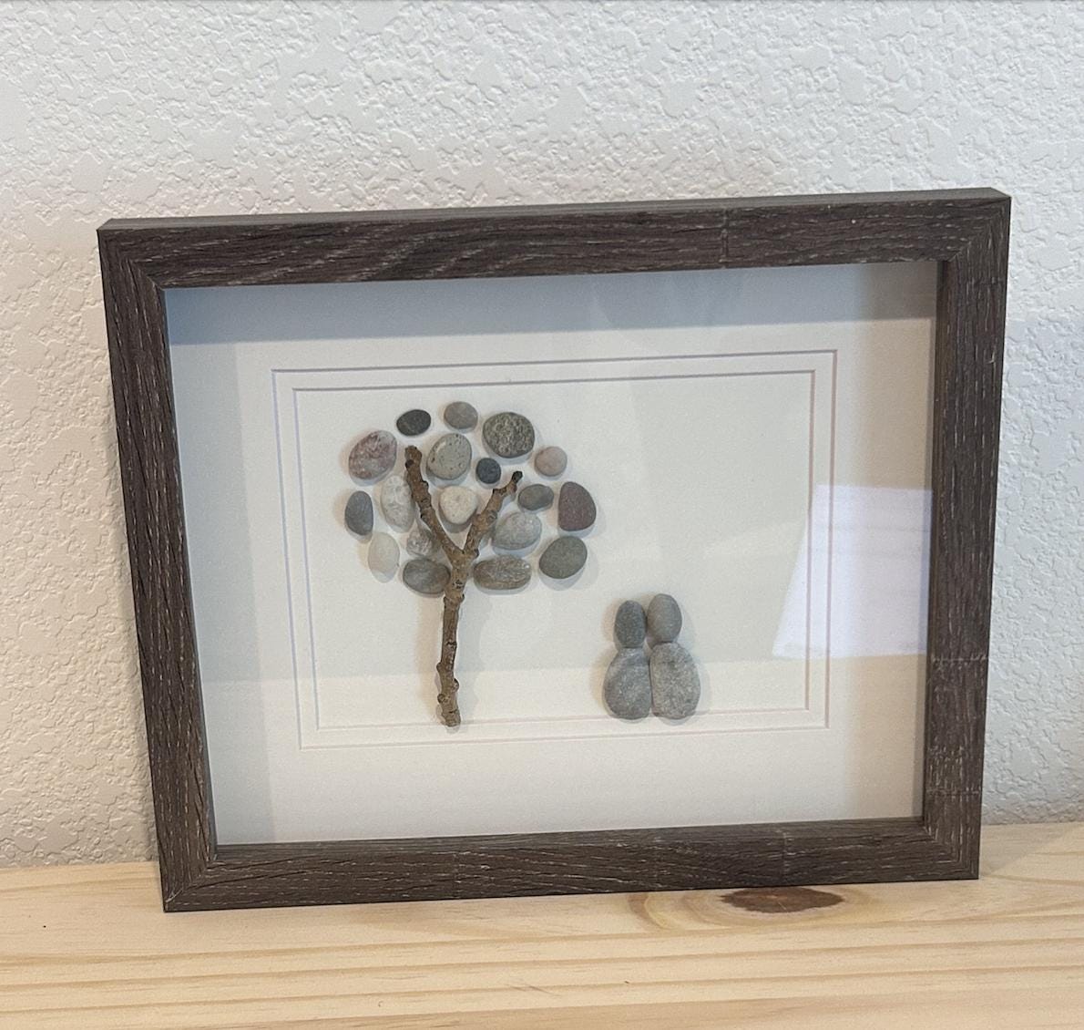 Two People Under Pebble Tree - Original Handmade Artwork - Perfect Gift for Couple / Friends