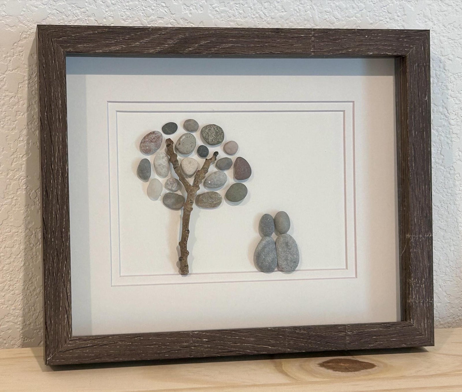 Two People Under Pebble Tree - Original Handmade Artwork - Perfect Gift for Couple / Friends