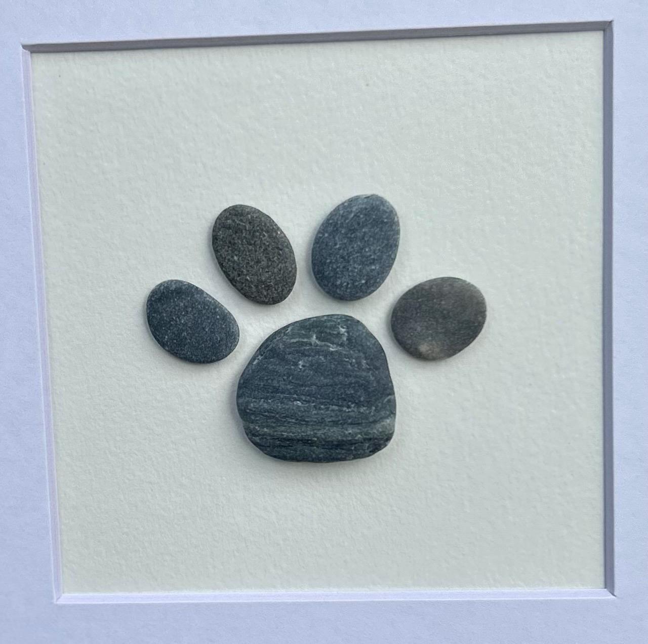 Dog Paw Gift | Original Pebble Paw Art | Dog Paw Art | Personalized Pet Owner Wall Decor | Original Hand Made Dog Art | 8x8 Pebble Art