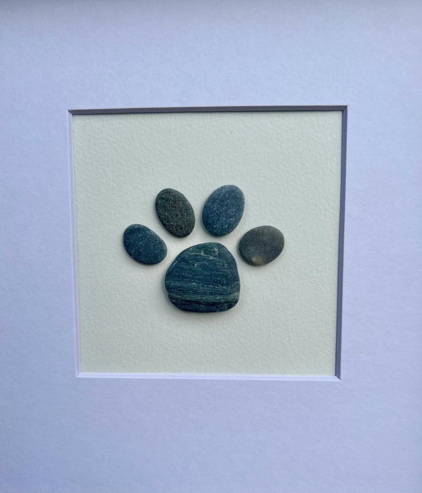 Dog Paw Gift | Original Pebble Paw Art | Dog Paw Art | Personalized Pet Owner Wall Decor | Original Hand Made Dog Art | 8x8 Pebble Art