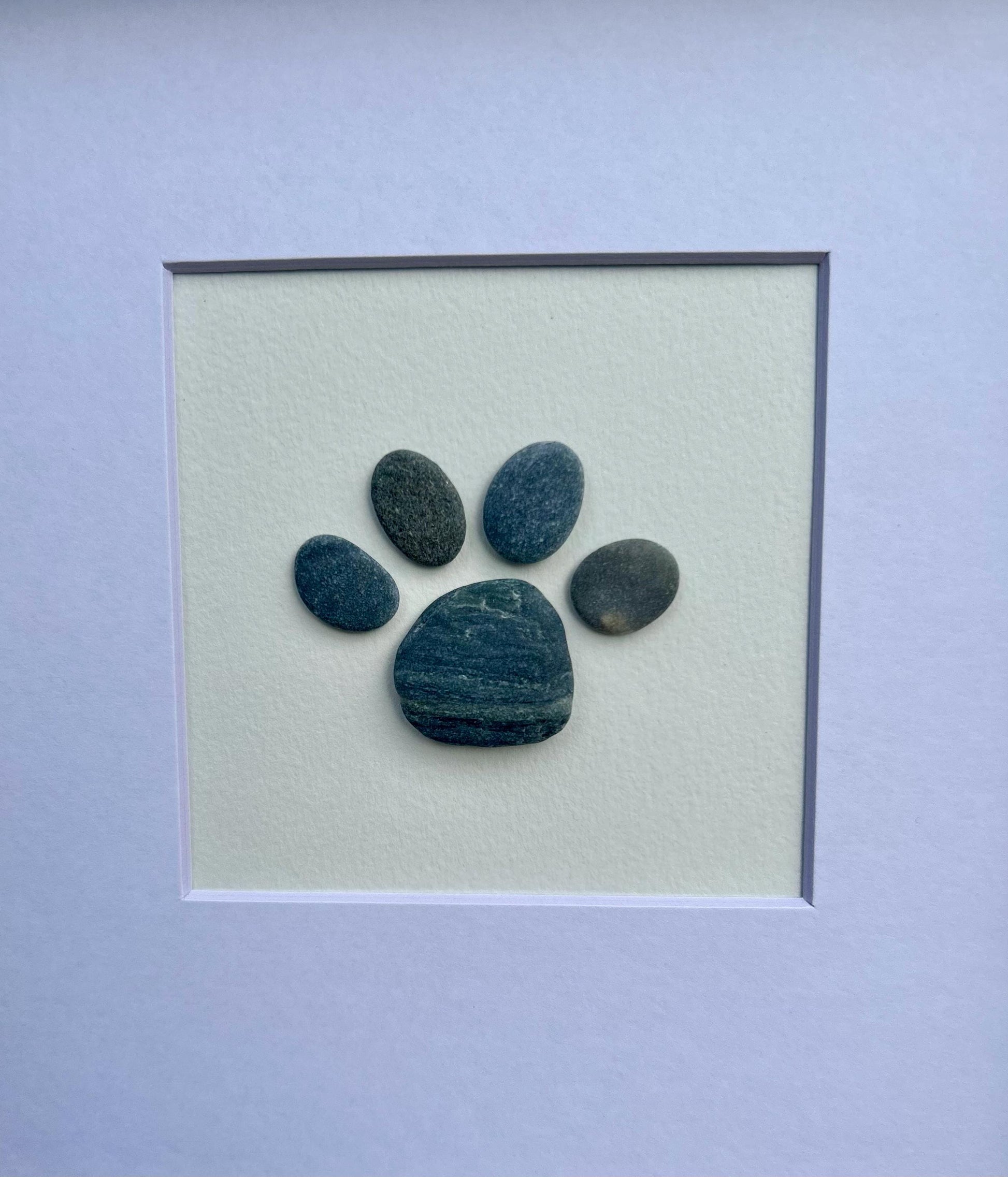 Dog Paw Gift | Original Pebble Paw Art | Dog Paw Art | Personalized Pet Owner Wall Decor | Original Hand Made Dog Art | 8x8 Pebble Art