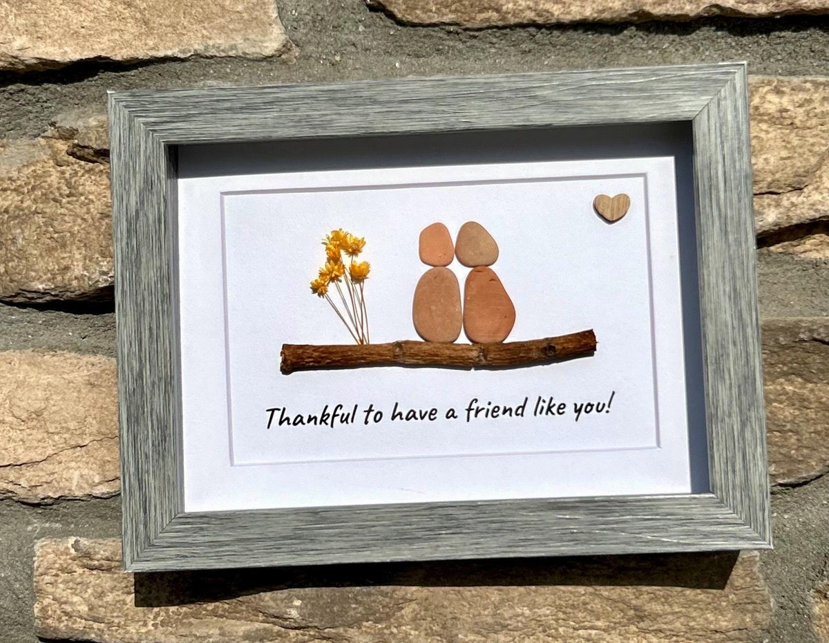 Thankful to Have a Friend Like You | Friendship Gift | 5x7 Framed Sea Glass Art | Holiday Gift | Gift for Friend