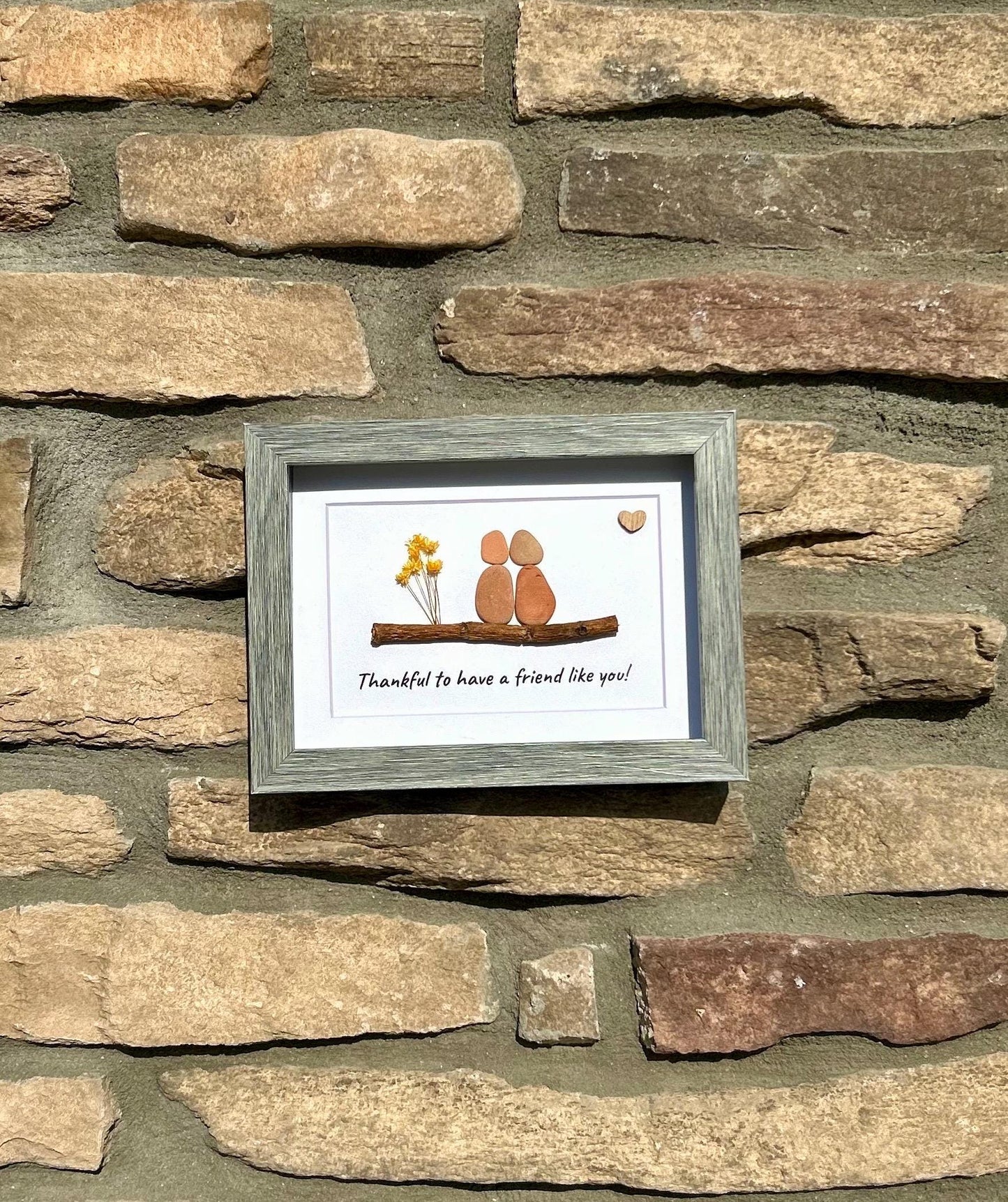 Thankful to Have a Friend Like You 5x7 Framed Pebble Art | Holiday Gift | Gift for Friend