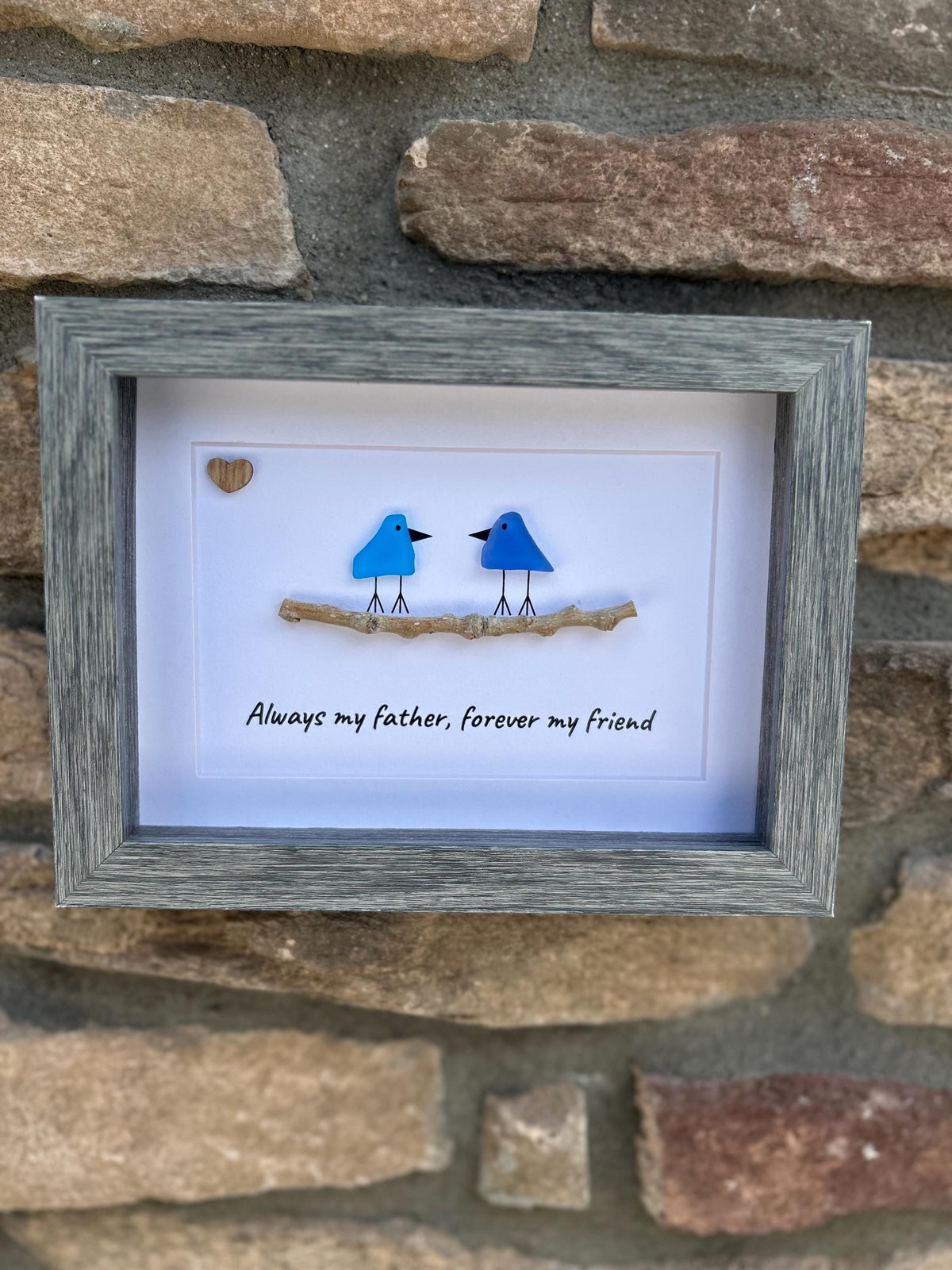 Unique Gift for Dad, Framed 8x10 Sea Glass Art Captioned “Always my father, forever my friend”, Father’s Day Gift, Gift for Dad