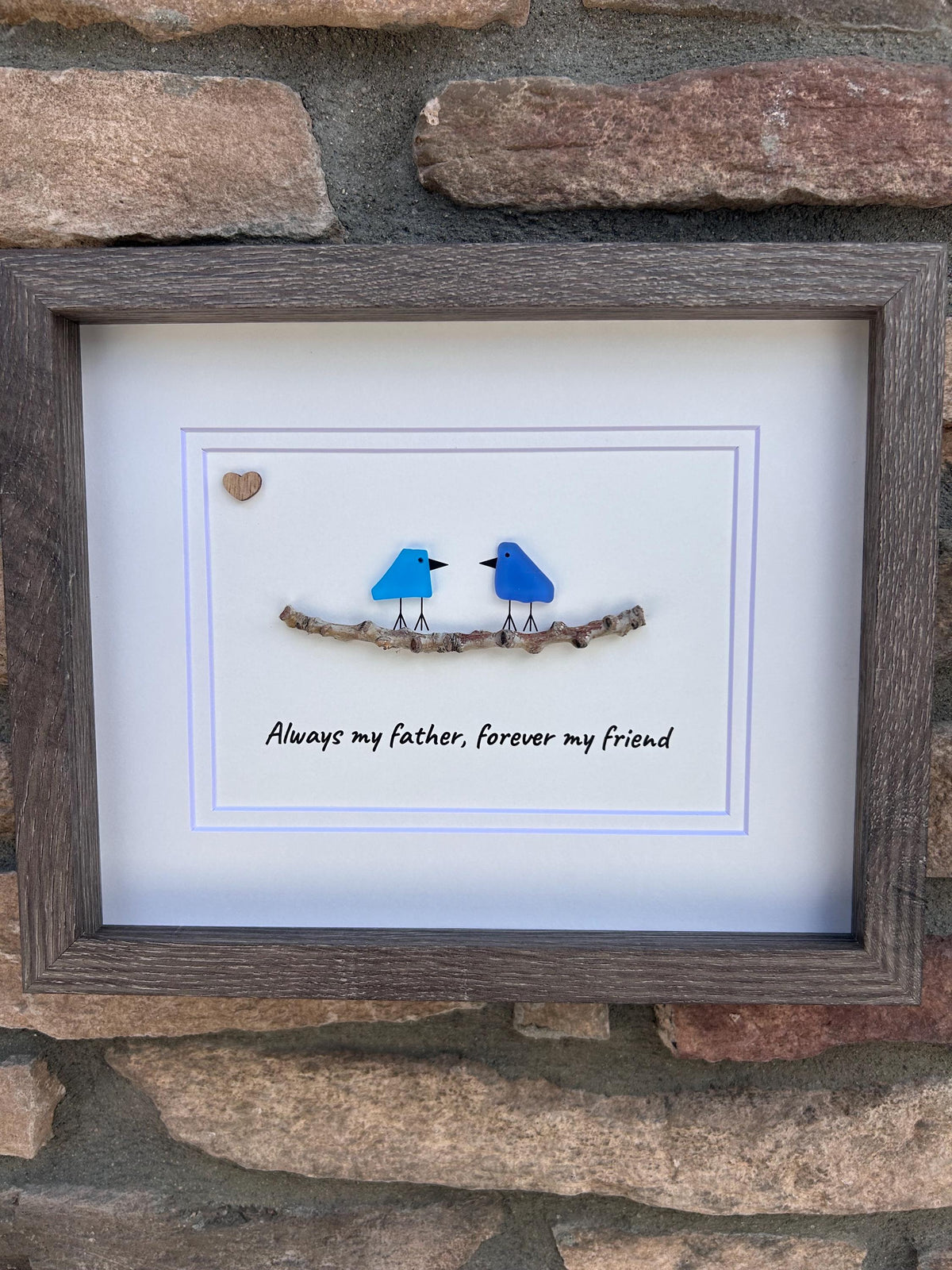 Unique Gift for Dad, Framed 8x10 Sea Glass Art Captioned “Always my father, forever my friend”, Father’s Day Gift, Gift for Dad