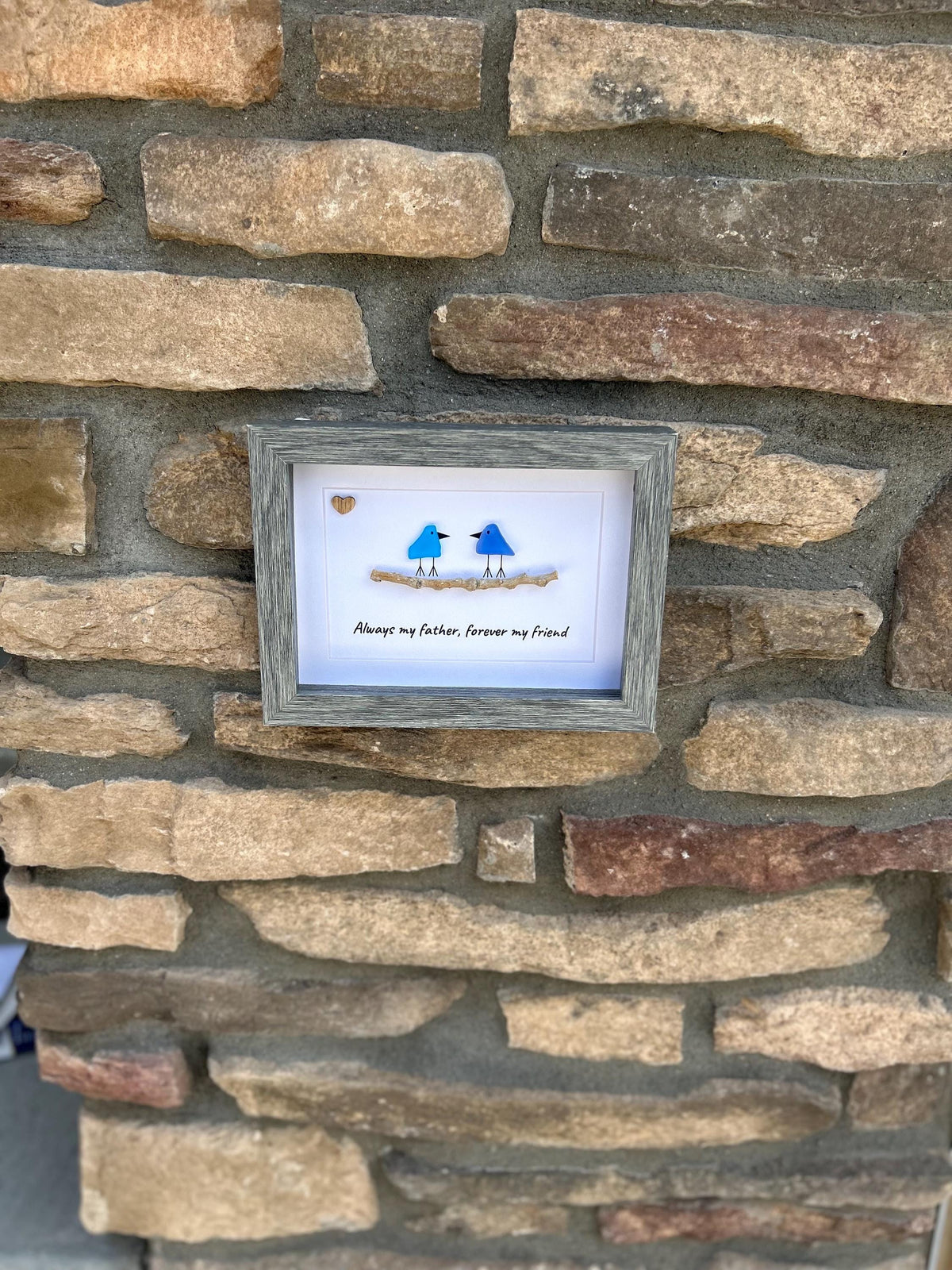 Unique Gift for Dad, Framed 8x10 Sea Glass Art Captioned “Always my father, forever my friend”, Father’s Day Gift, Gift for Dad