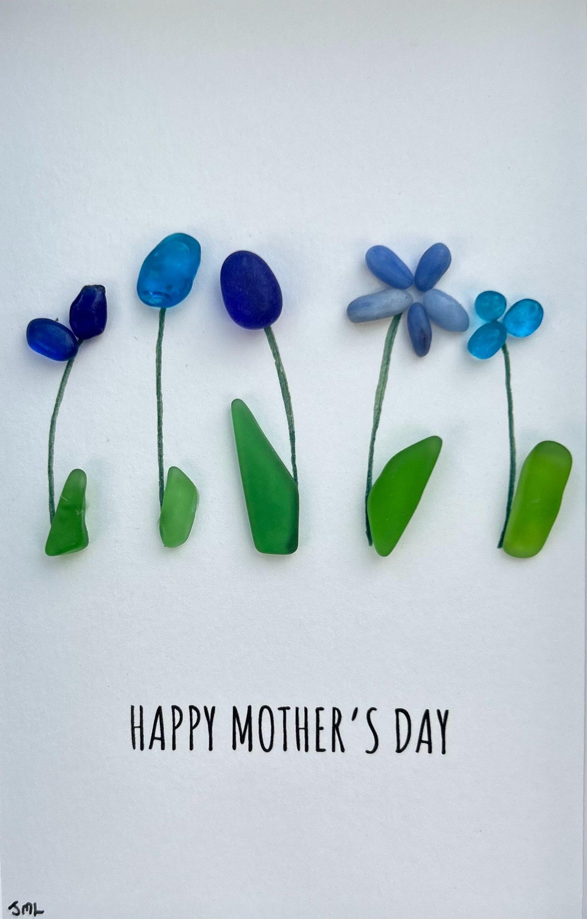 Happy Mother’s Day Sea Glass Flowers | 5x7 Framed Art | Unique Gift for Mom | Personalized Mother’s Day Gift