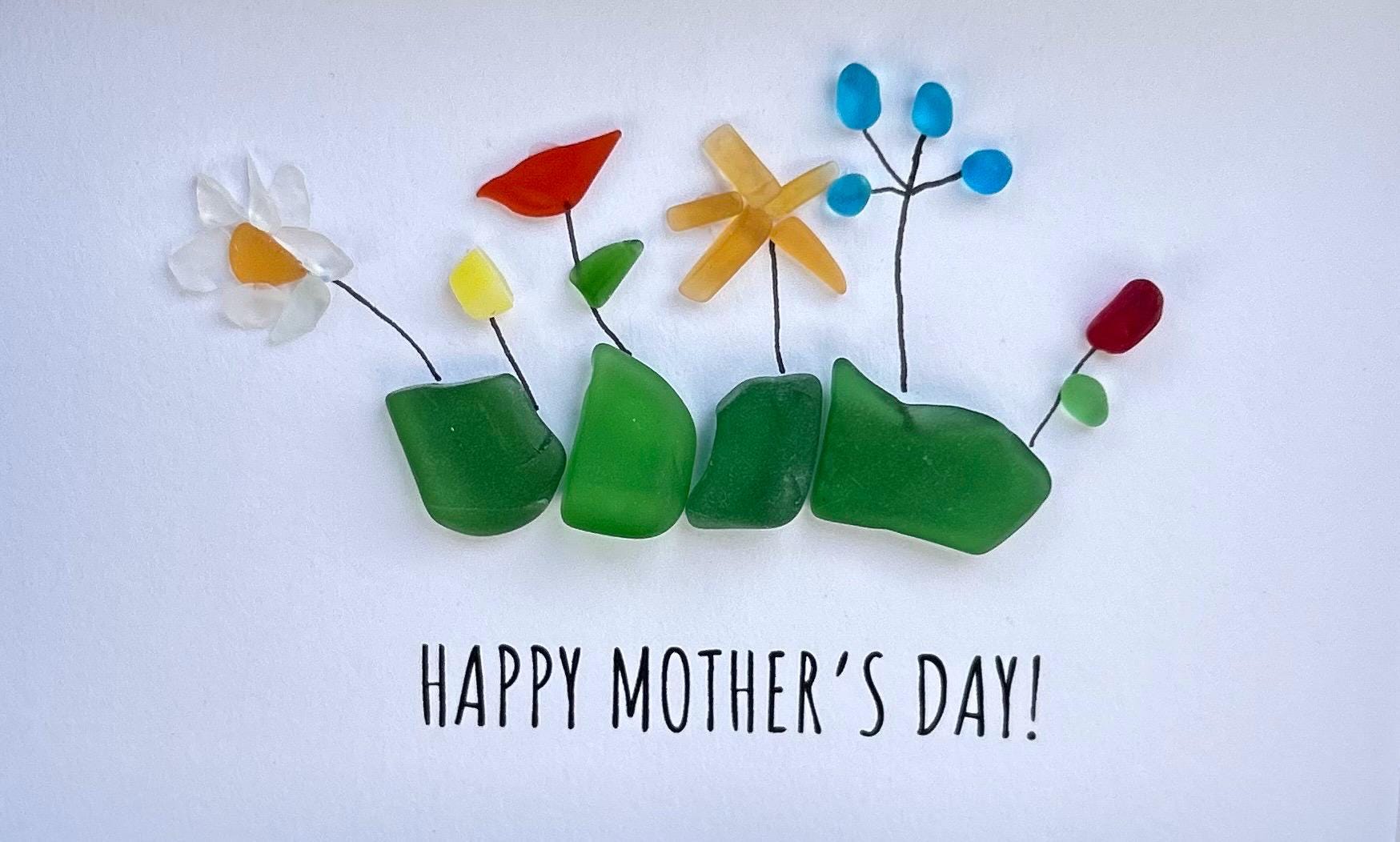 Sea Glass Flower Art | Framed Mother's Day Gift (5x7)