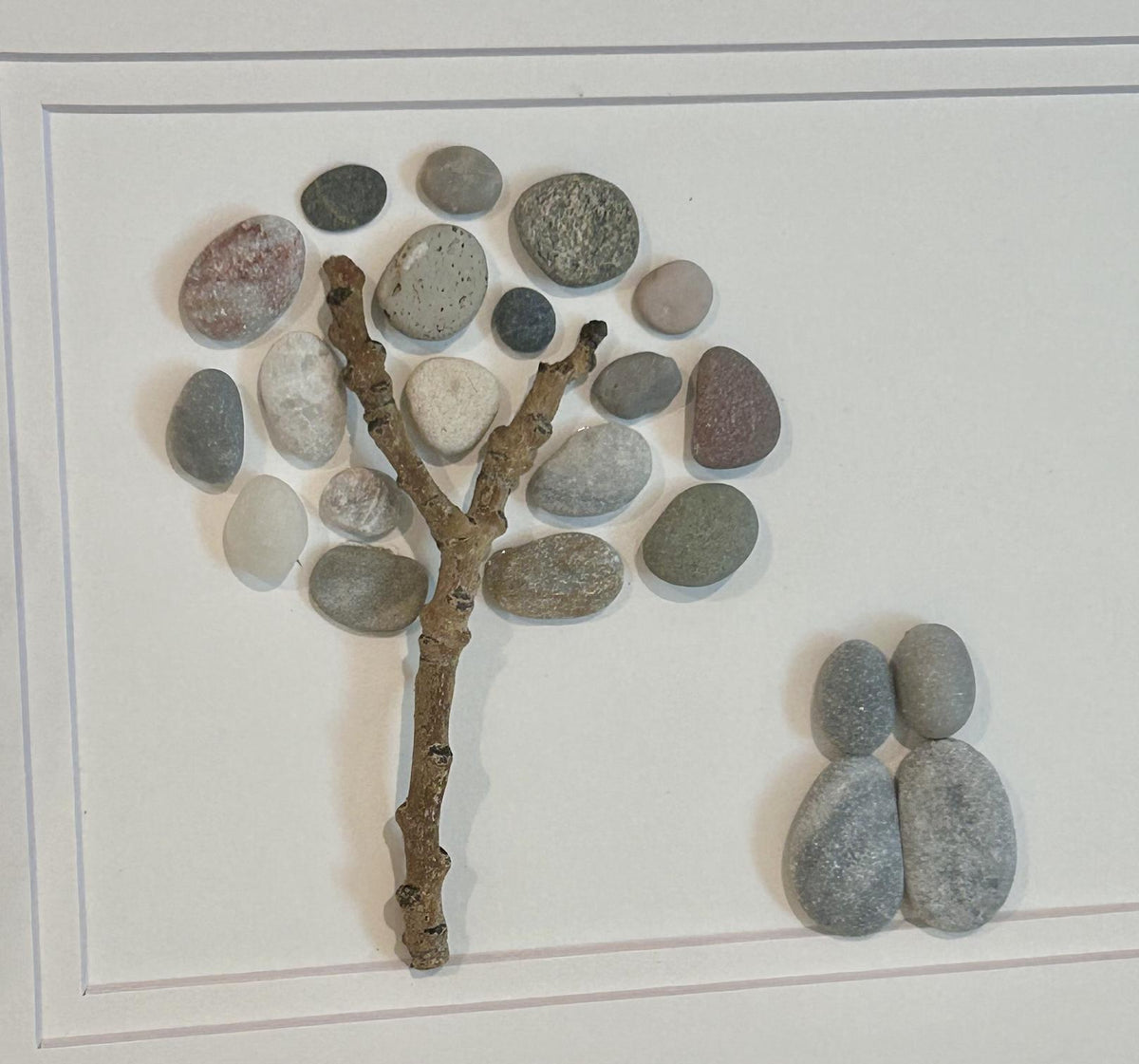 Two People Under Pebble Tree - Original Handmade Artwork - Perfect Gift for Couple / Friends