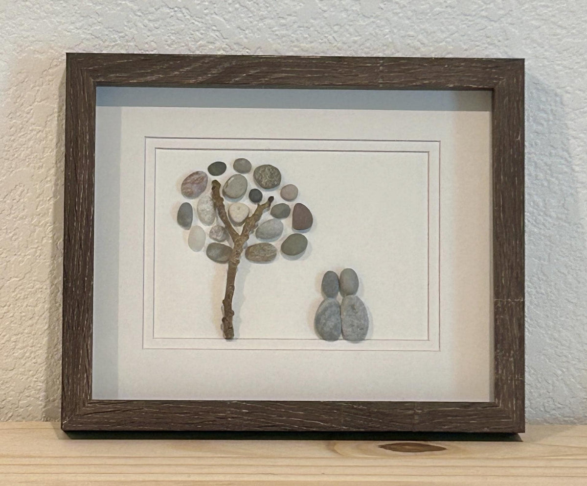 Two People Under Pebble Tree - Original Handmade Artwork - Perfect Gift for Couple / Friends