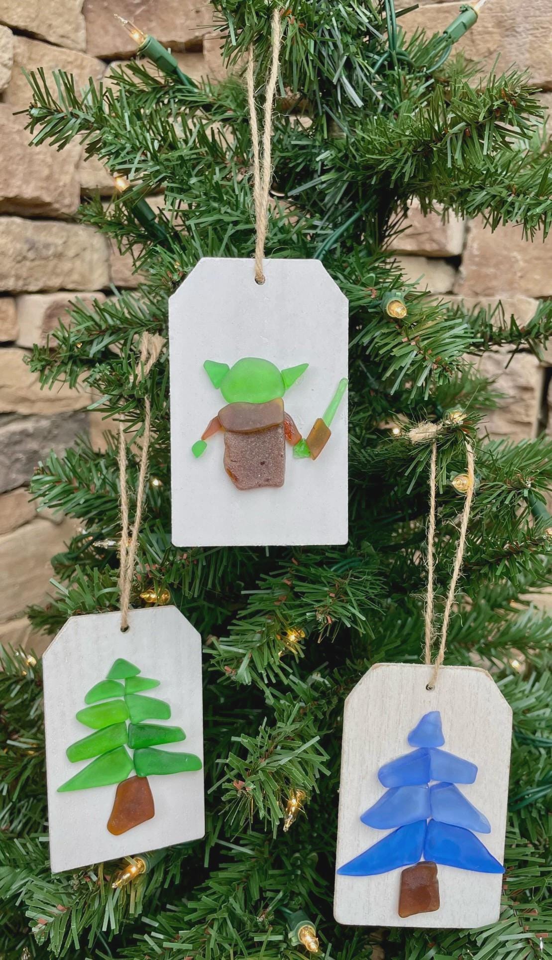 Sea Glass Christmas Tree Ornaments, Handmade Seaglass Holiday Decor
