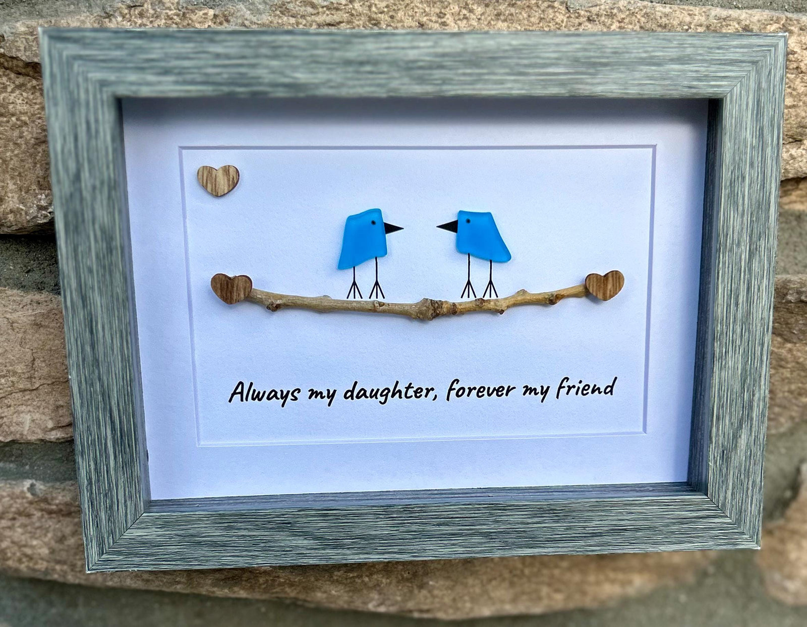 Always My Daughter, Forever My Friend | Sea Glass Art | 8x10 or 5x7 Framed Mother–Daughter Gift