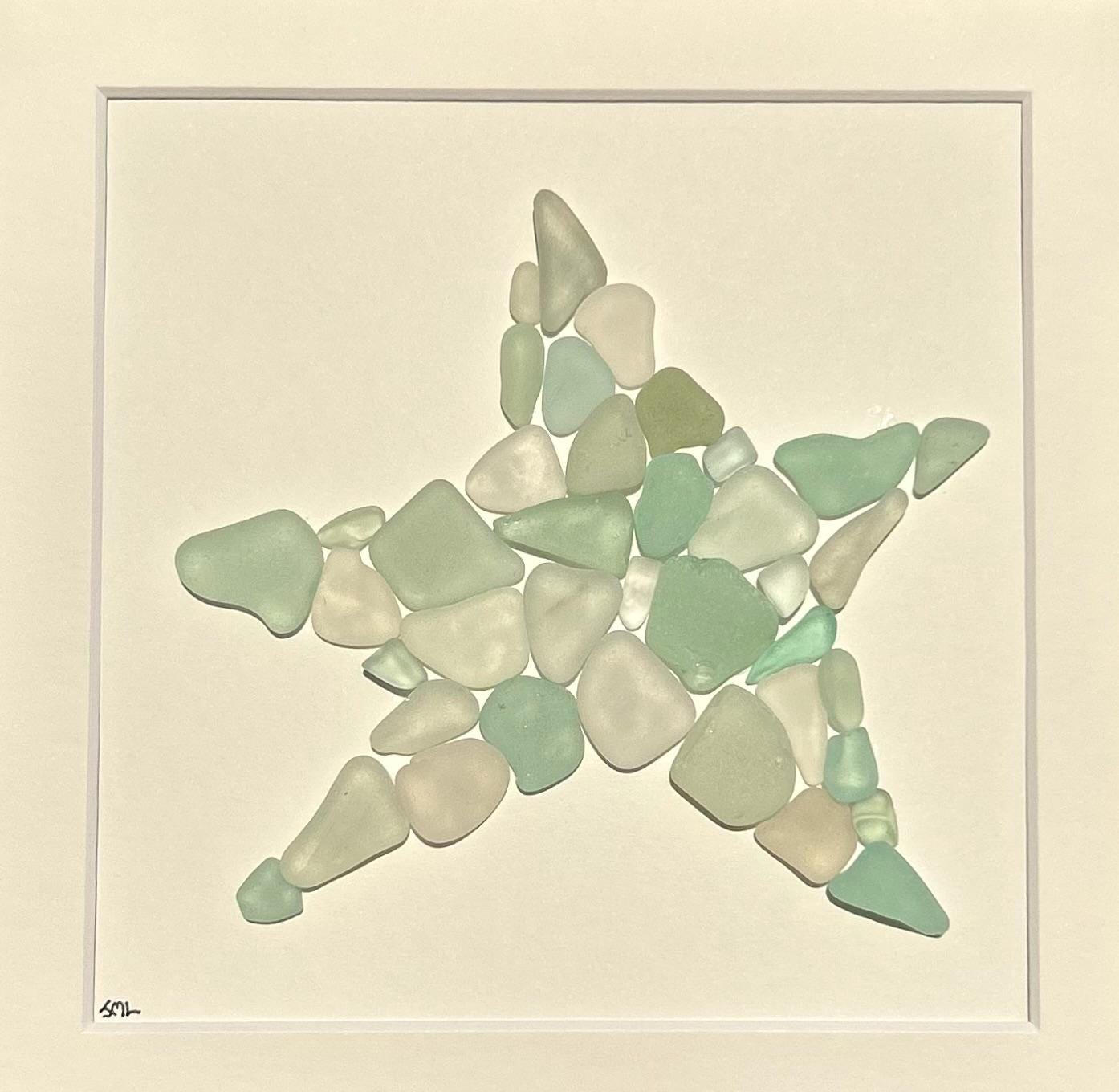Sea Glass Starfish Wall Art | Handmade Coastal Decor in Driftwood Frame | Ocean-Inspired Beach Gift | Gift for Ocean Lover