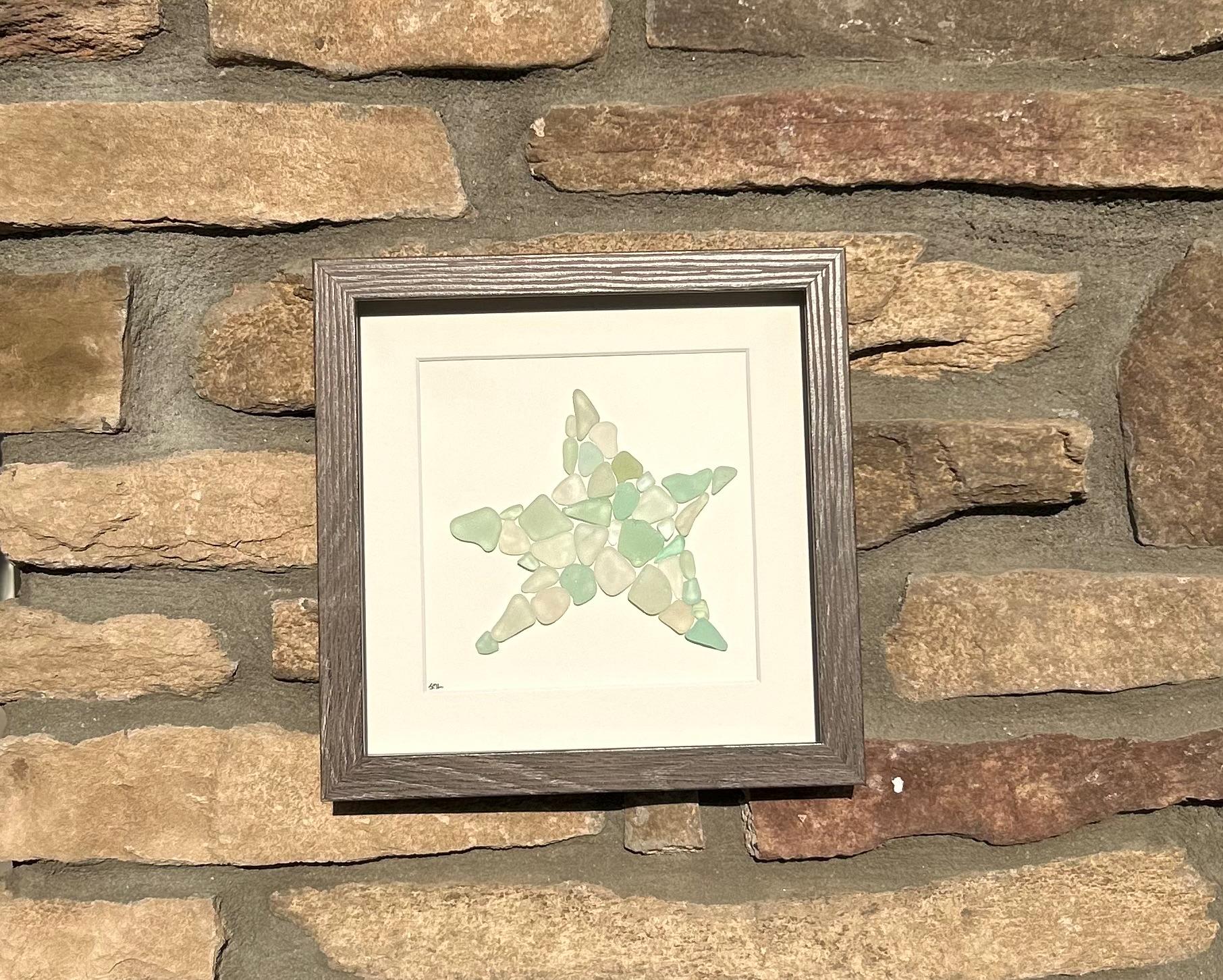 Sea Glass Starfish Wall Art | Handmade Coastal Decor in Driftwood Frame | Ocean-Inspired Beach Gift | Gift for Ocean Lover
