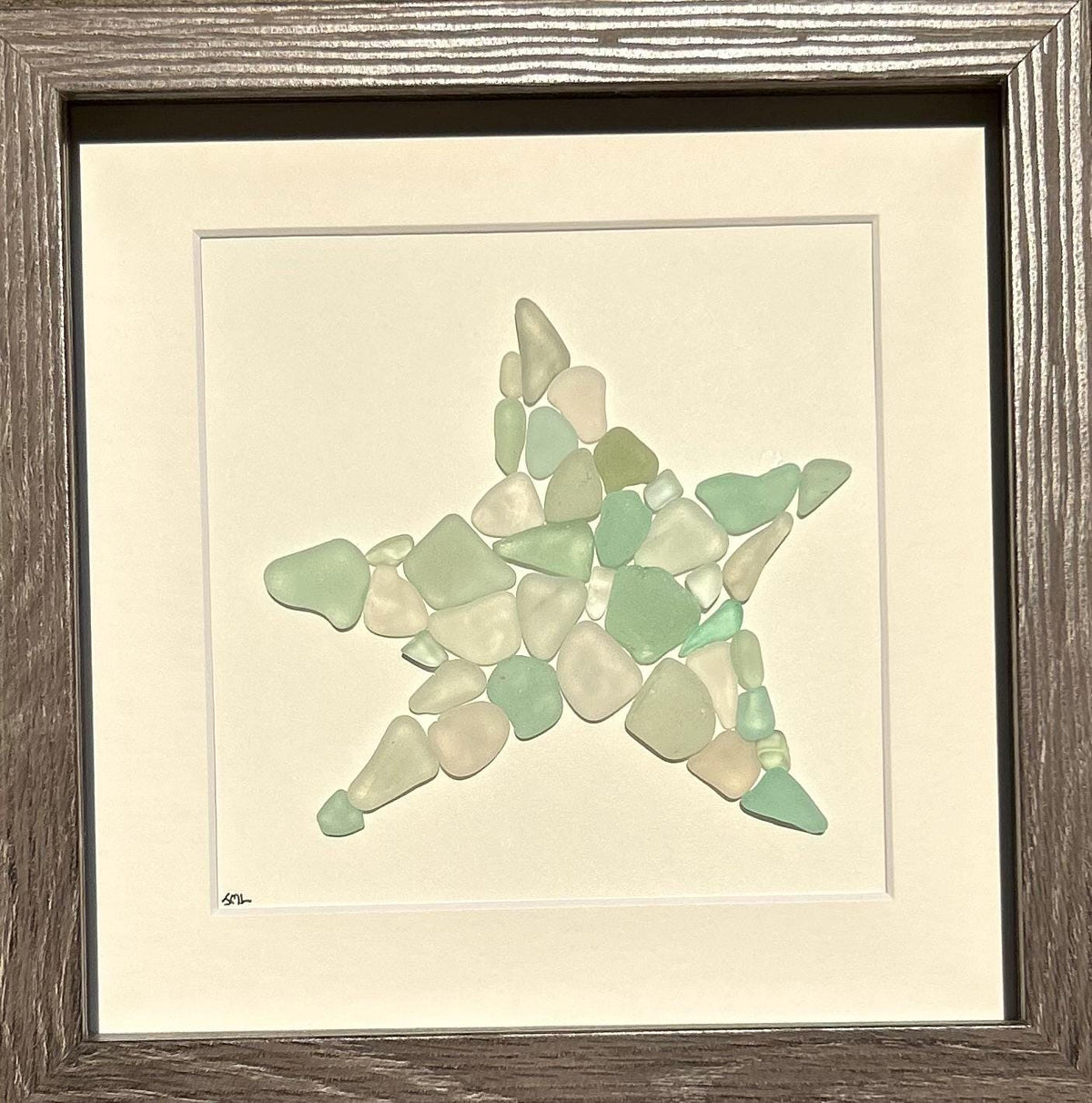 Sea Glass Starfish Wall Art | Handmade Coastal Decor in Driftwood Frame | Ocean-Inspired Beach Gift | Gift for Ocean Lover