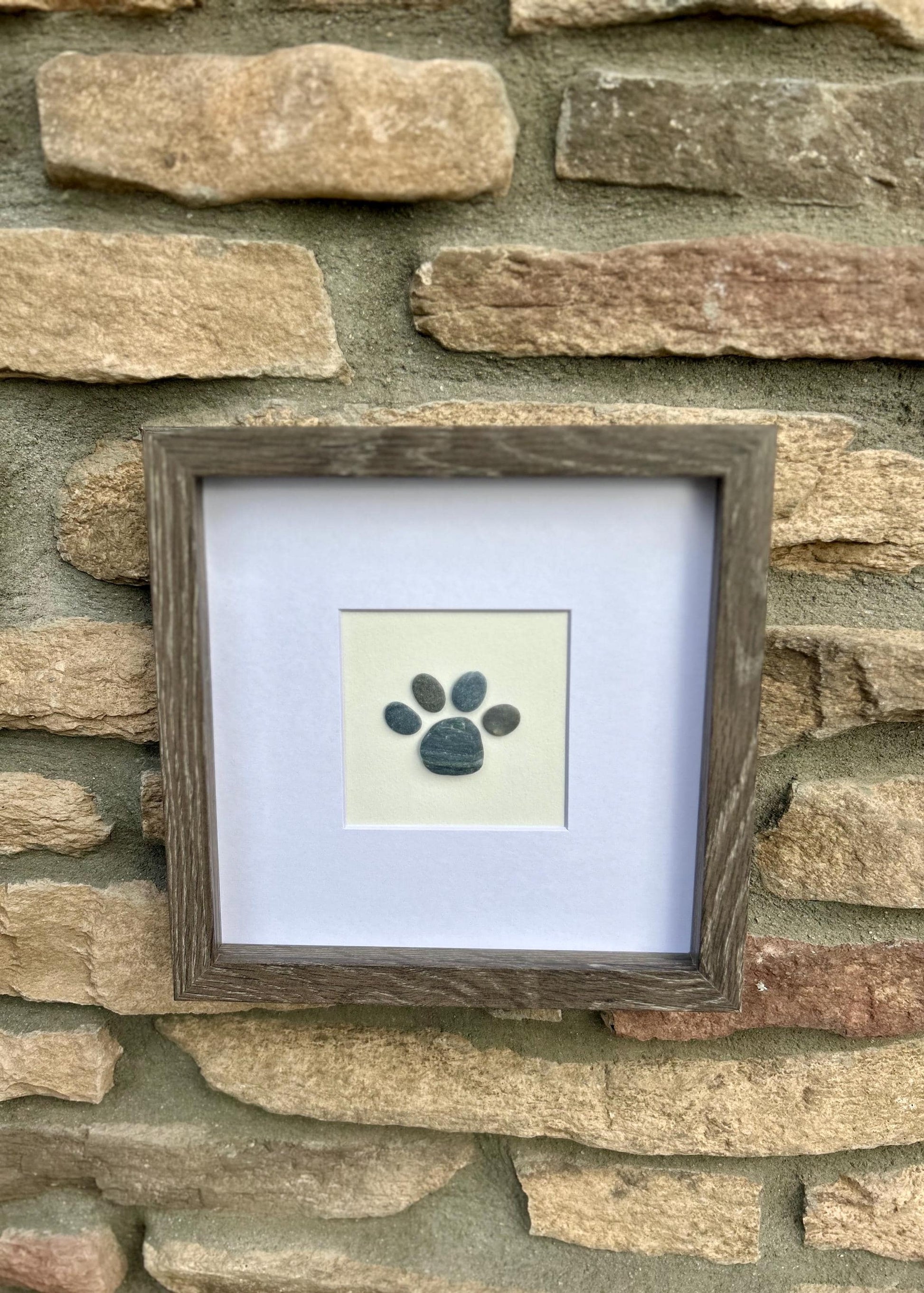 Dog Paw Gift | Original Pebble Paw Art | Dog Paw Art | Personalized Pet Owner Wall Decor | Original Hand Made Dog Art | 8x8 Pebble Art