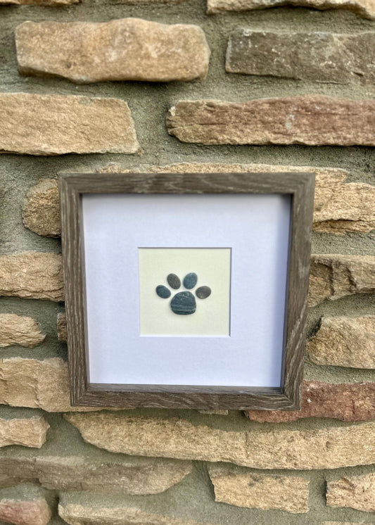 Dog Paw Gift | Original Pebble Paw Art | Dog Paw Art | Personalized Pet Owner Wall Decor | Original Hand Made Dog Art | 8x8 Pebble Art
