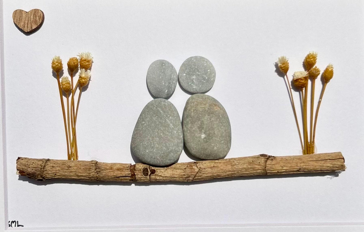 Personalized Gift for Couples, Friends, or Family | 5x7 Framed Pebble &amp; Driftwood Art | Handmade Wall Decor