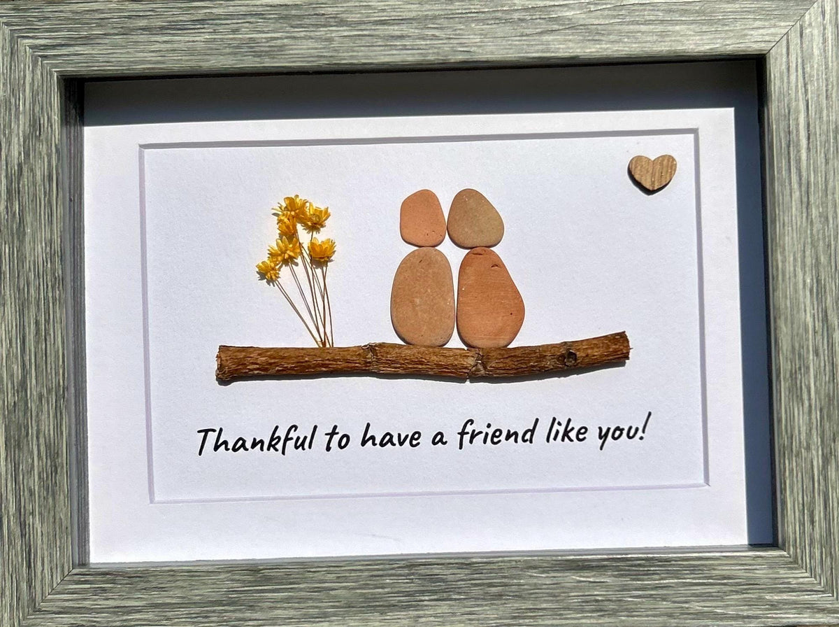 Thankful to Have a Friend Like You | Friendship Gift | 5x7 Framed Sea Glass Art | Holiday Gift | Gift for Friend