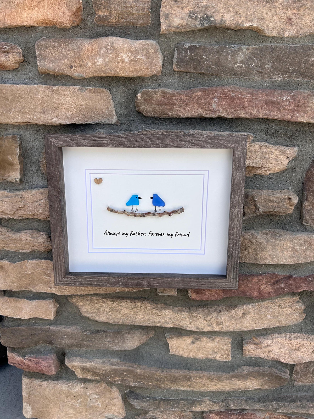 Unique Gift for Dad, Framed 8x10 Sea Glass Art Captioned “Always my father, forever my friend”, Father’s Day Gift, Gift for Dad