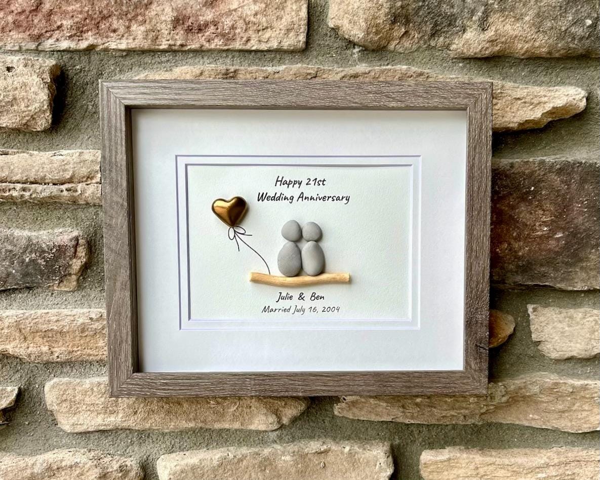 21st Anniversary Gift | Personalized Nickel / Brass Wedding Piece | Sea Glass