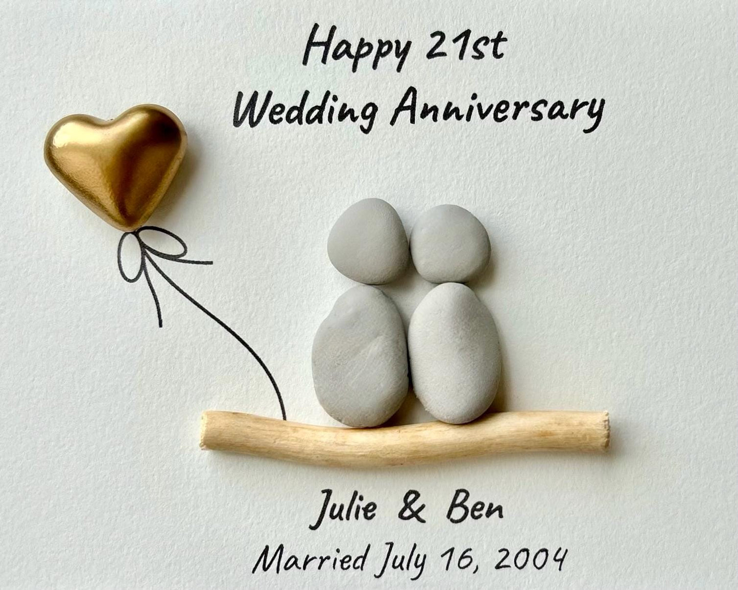 21st Anniversary Gift | Personalized Nickel / Brass Wedding Piece | Sea Glass