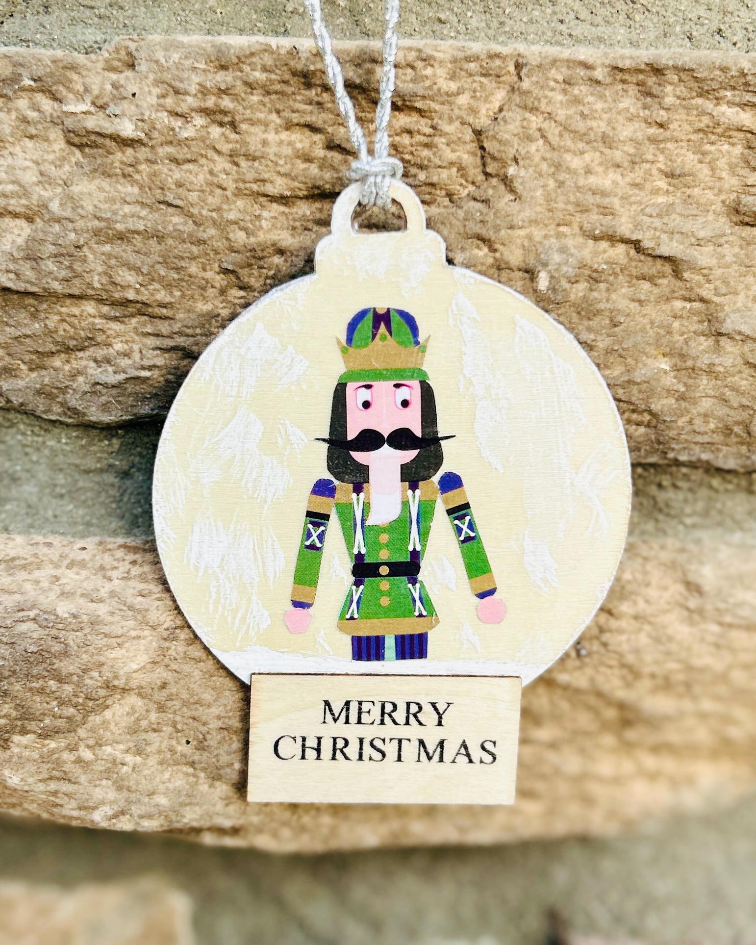 Nutcracker Christmas Ornament | Handmade Holiday Decor | “Merry Christmas” Wooden Ornament | Great Stocking Stuffer