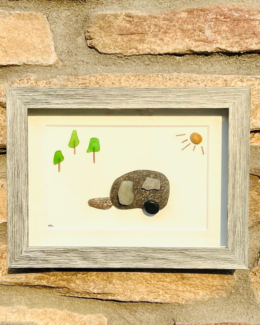 RV / Caravan / Camper Van / 5" x 7" Handmade Pebble Artwork - Unique Wall Art for people or families that hit the road