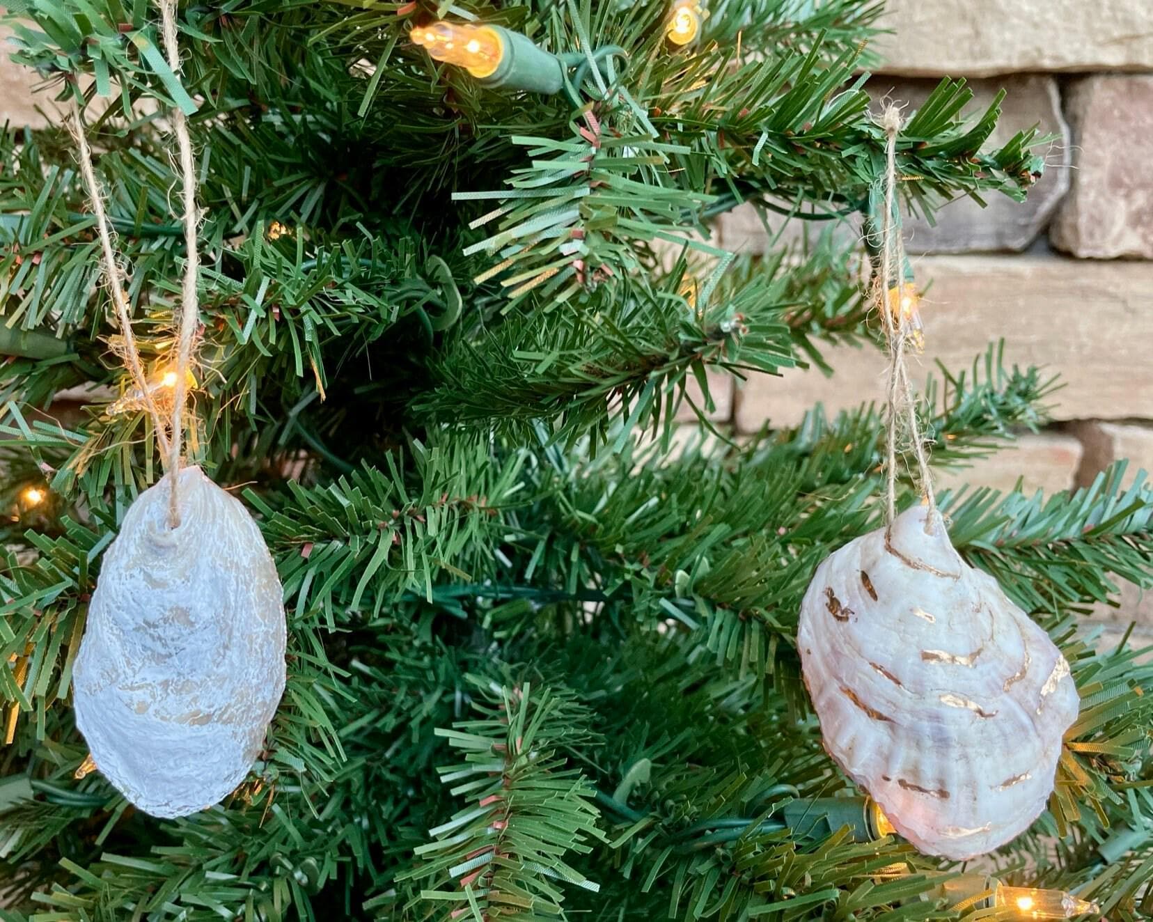 Happy Hanukkah Sweater Sea Shell Ornament | Handmade Decoupage Holiday Decor | Blue Star Of David Gift | 3x2" Ornament in Blue and White