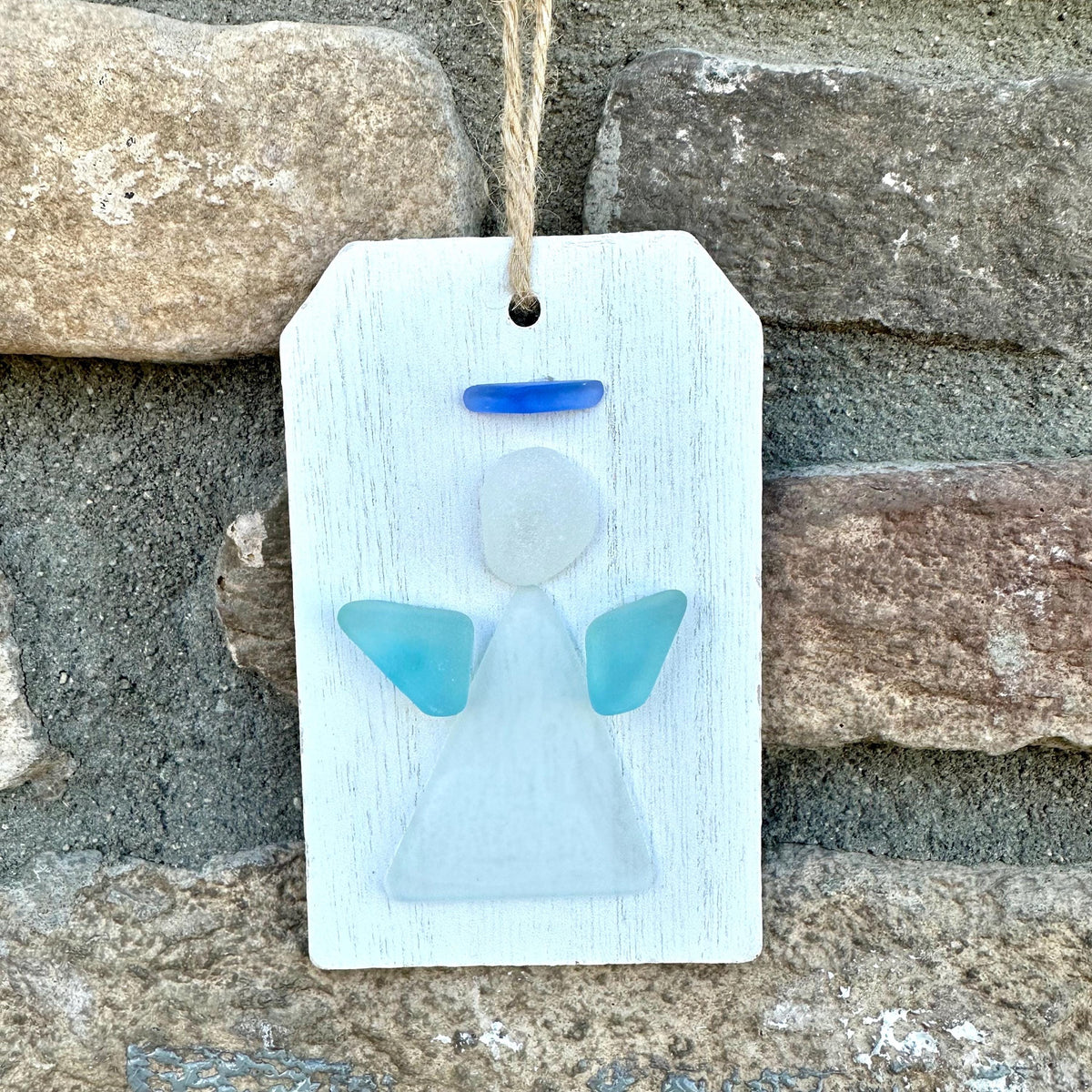 Angel Sea Glass Art Ornament, Holiday Gift, Stocking Stuffer