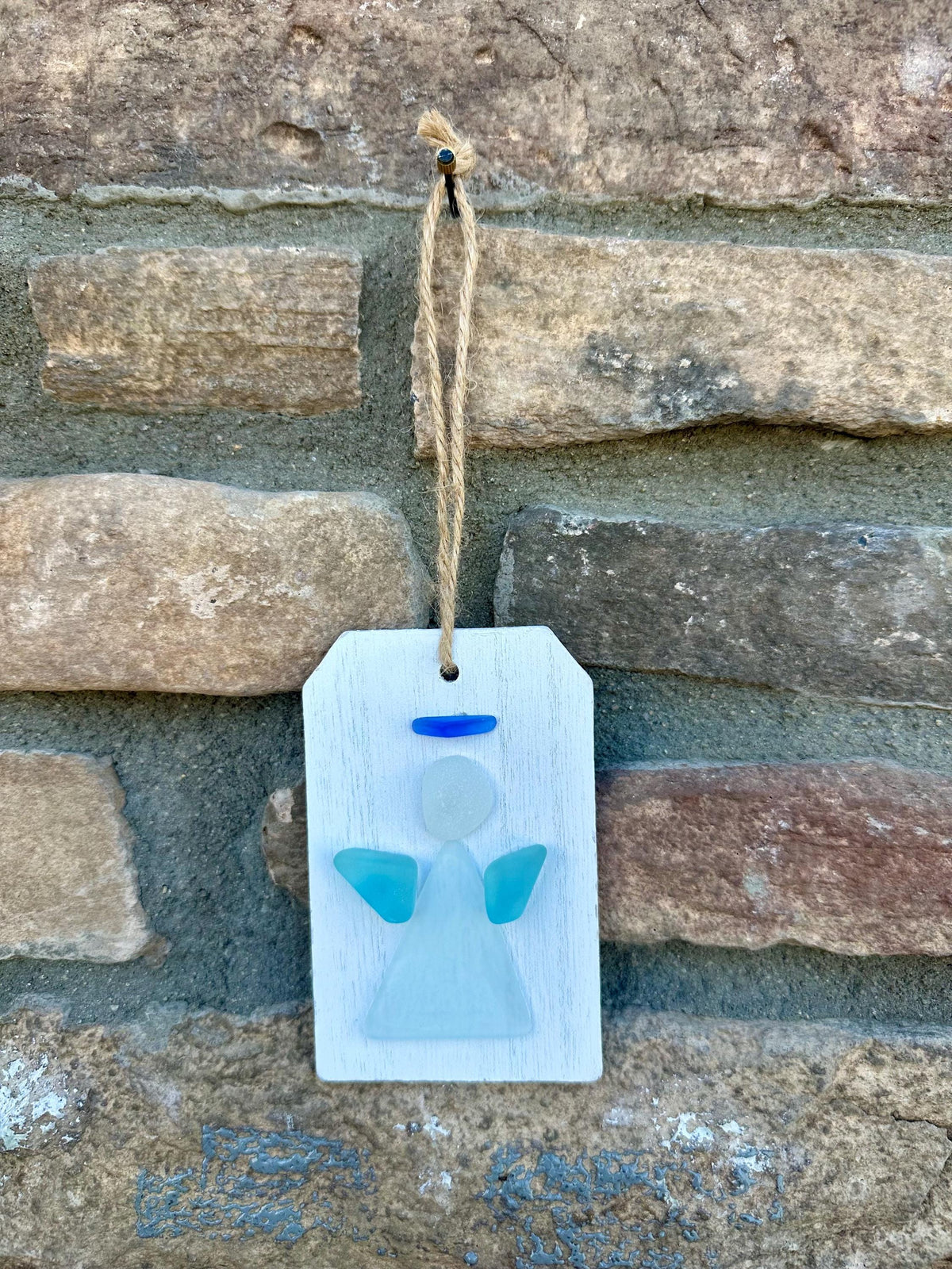 Angel Sea Glass Art Ornament, Holiday Gift, Stocking Stuffer