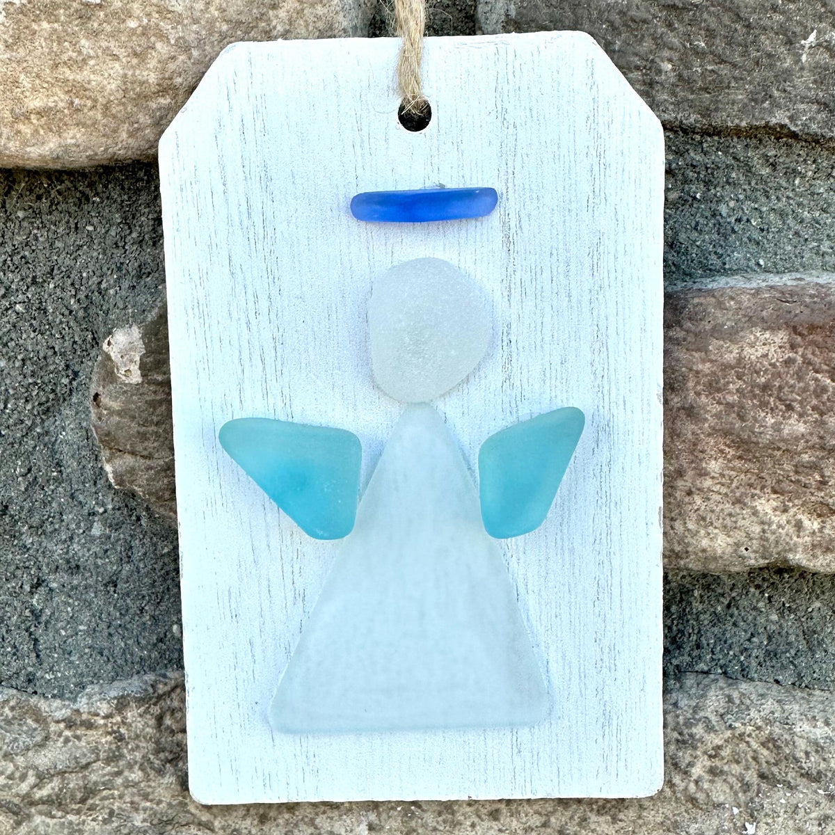 Angel Sea Glass Art Ornament, Holiday Gift, Stocking Stuffer