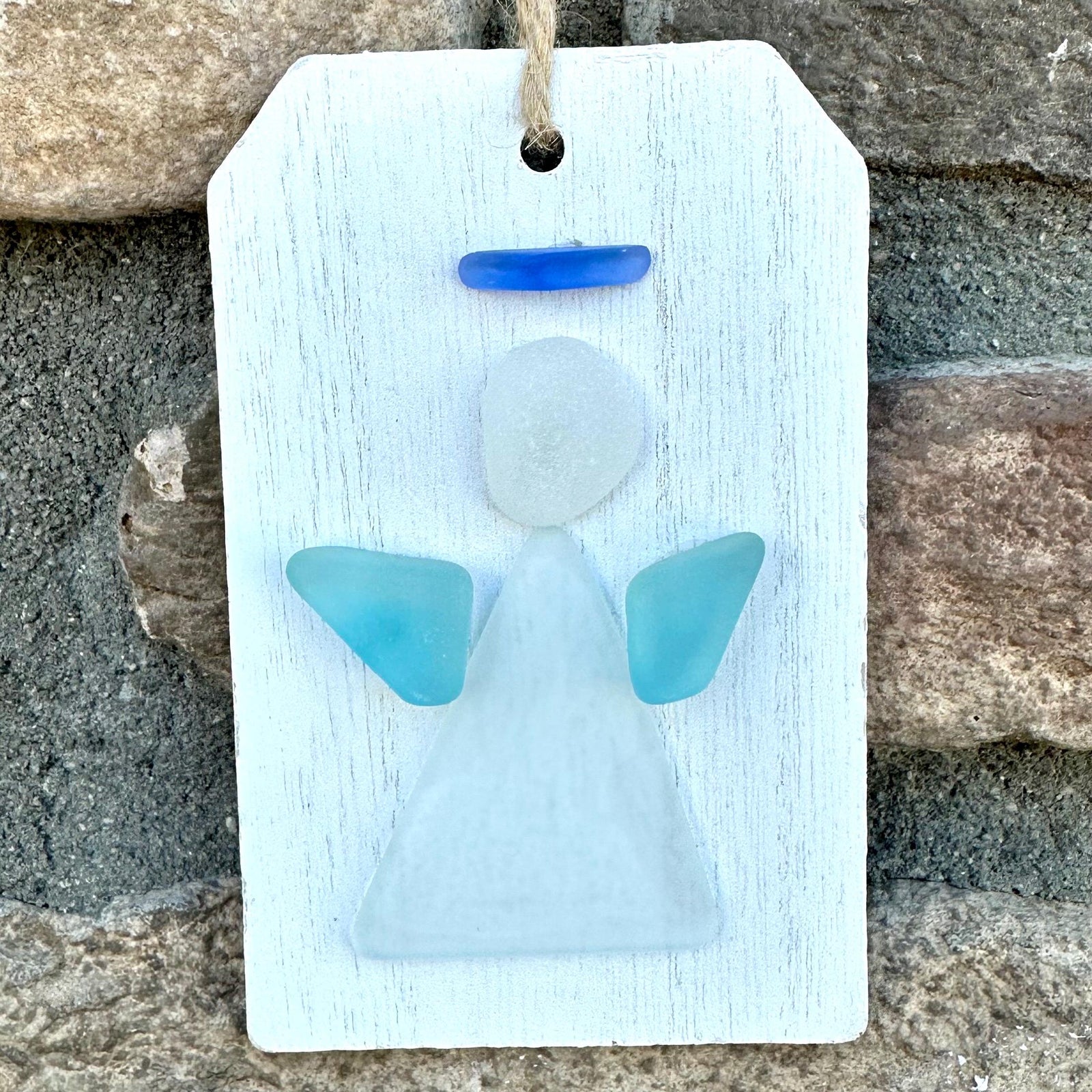 Angel Sea Glass Art Ornament, Holiday Gift, Stocking Stuffer