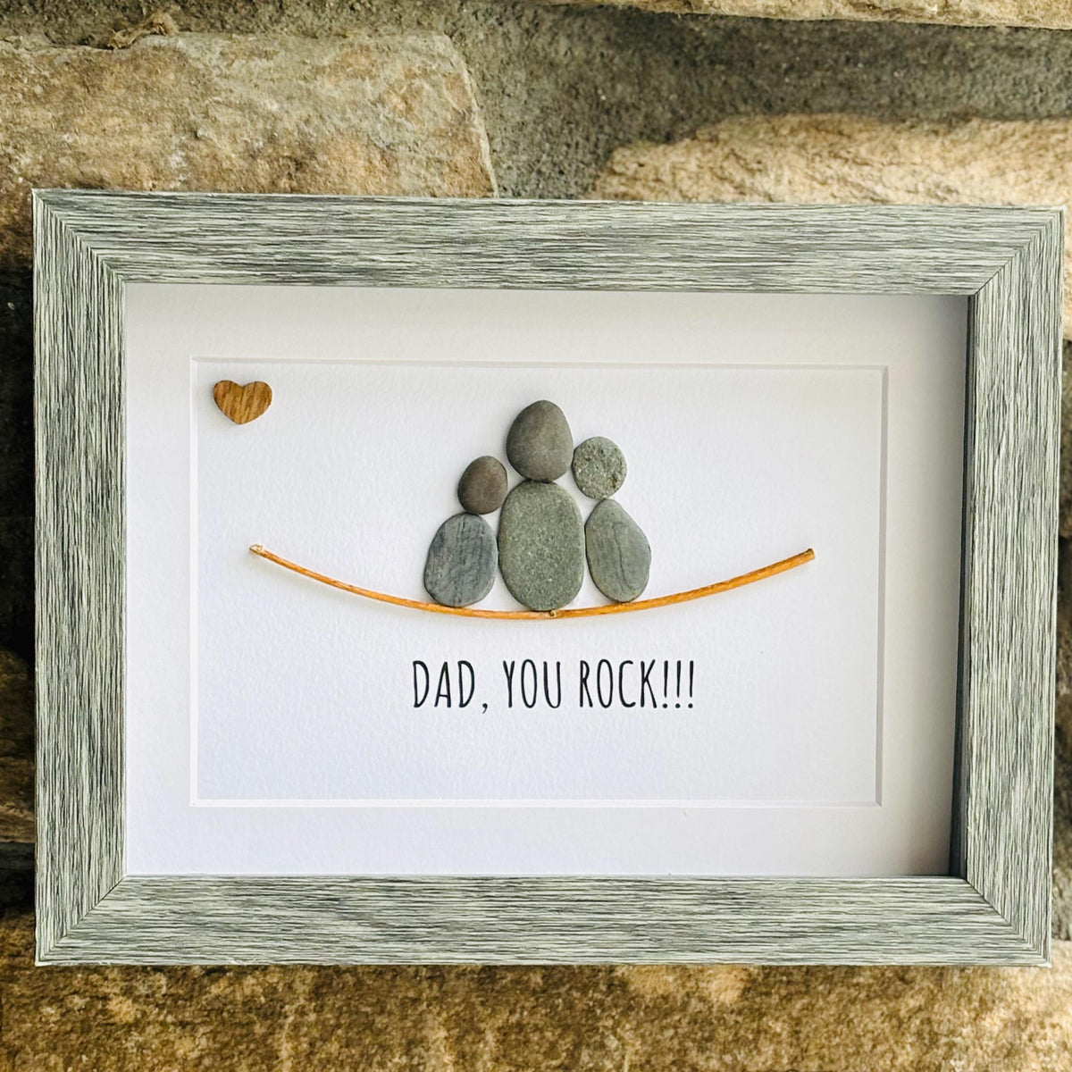 Dad You Rock Pebble Art Gift | Unique Father’s Day Present | Handmade Stone Family Artwork | Rustic Dad Gift From Kids