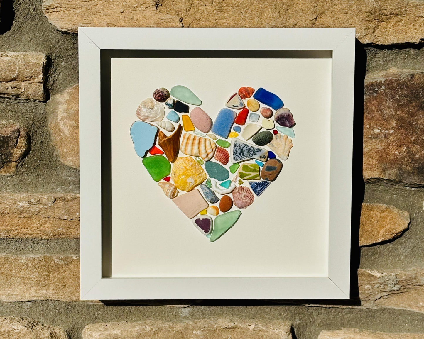 Mosaic Sea Glass Heart Art | Handmade Coastal Wall Decor, Valentines Day