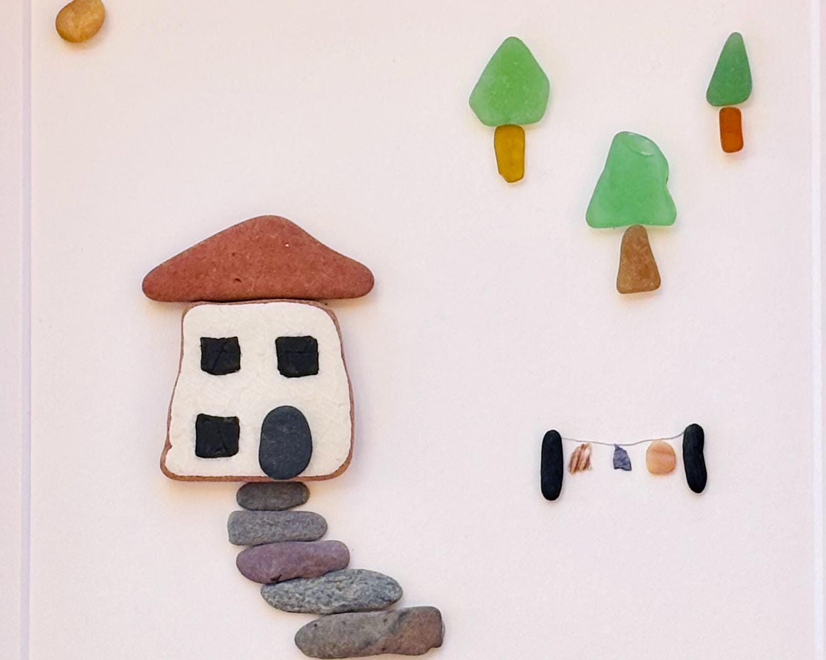 Sea Glass Pebble Art | Handmade Coastal Cottage Wall Decor