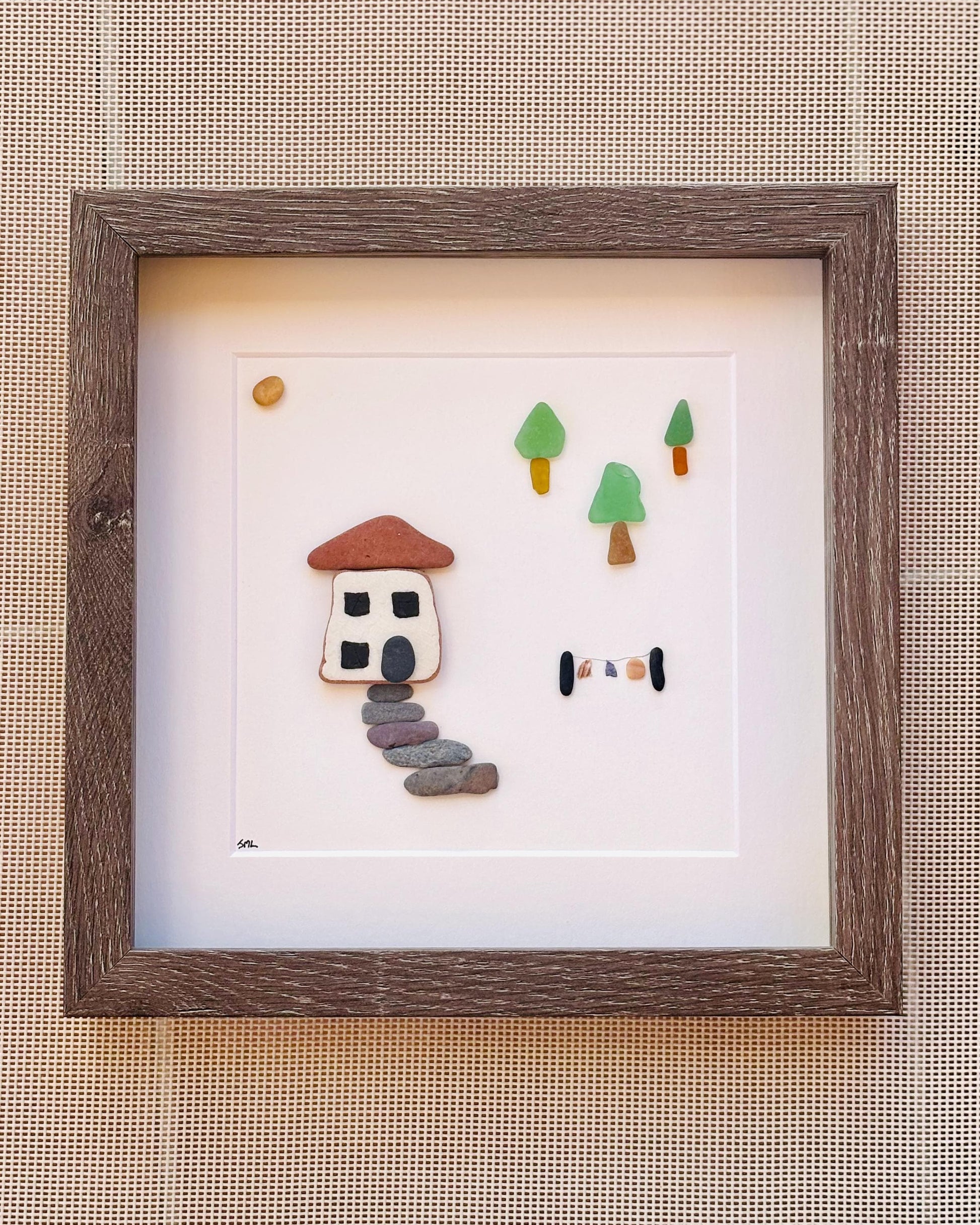 Sea Glass Pebble Art | Handmade Coastal Cottage Wall Decor