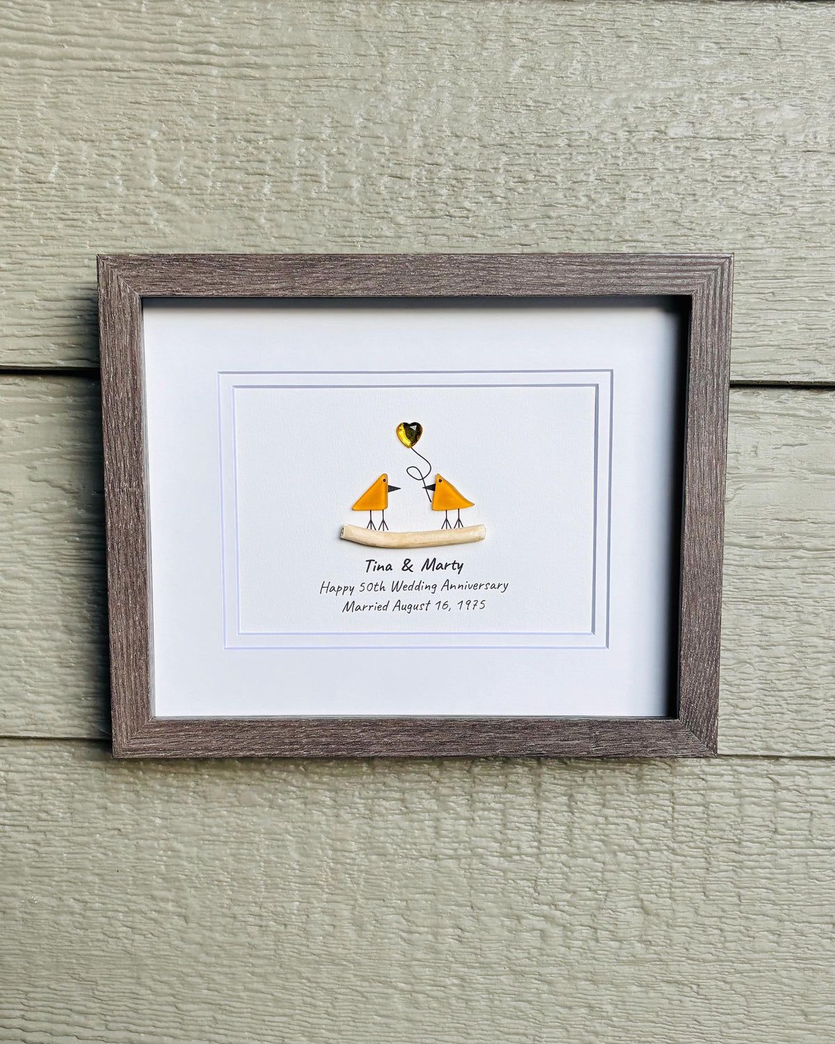 Golden Wedding Anniversary | 50th Anniversary | Unique 50th Anniversary Gift | Gift for Wife, Husband, Parent, Couple | 8x10 Sea Glass Art